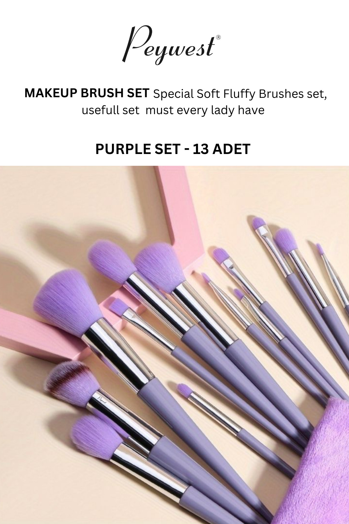 PEYWEST Fix 13'lü Purple Özel Fırça Seti - Mor