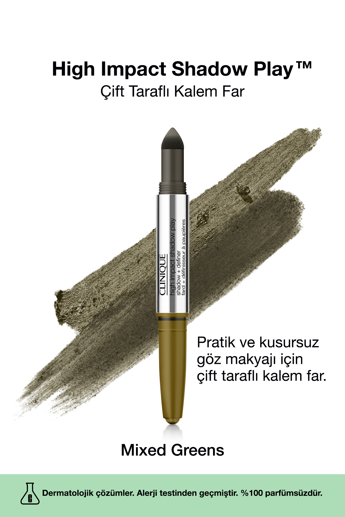 Clinique High Impact Shadow Play Çift Taraflı Kalem Far - Mixed Greens 4ml