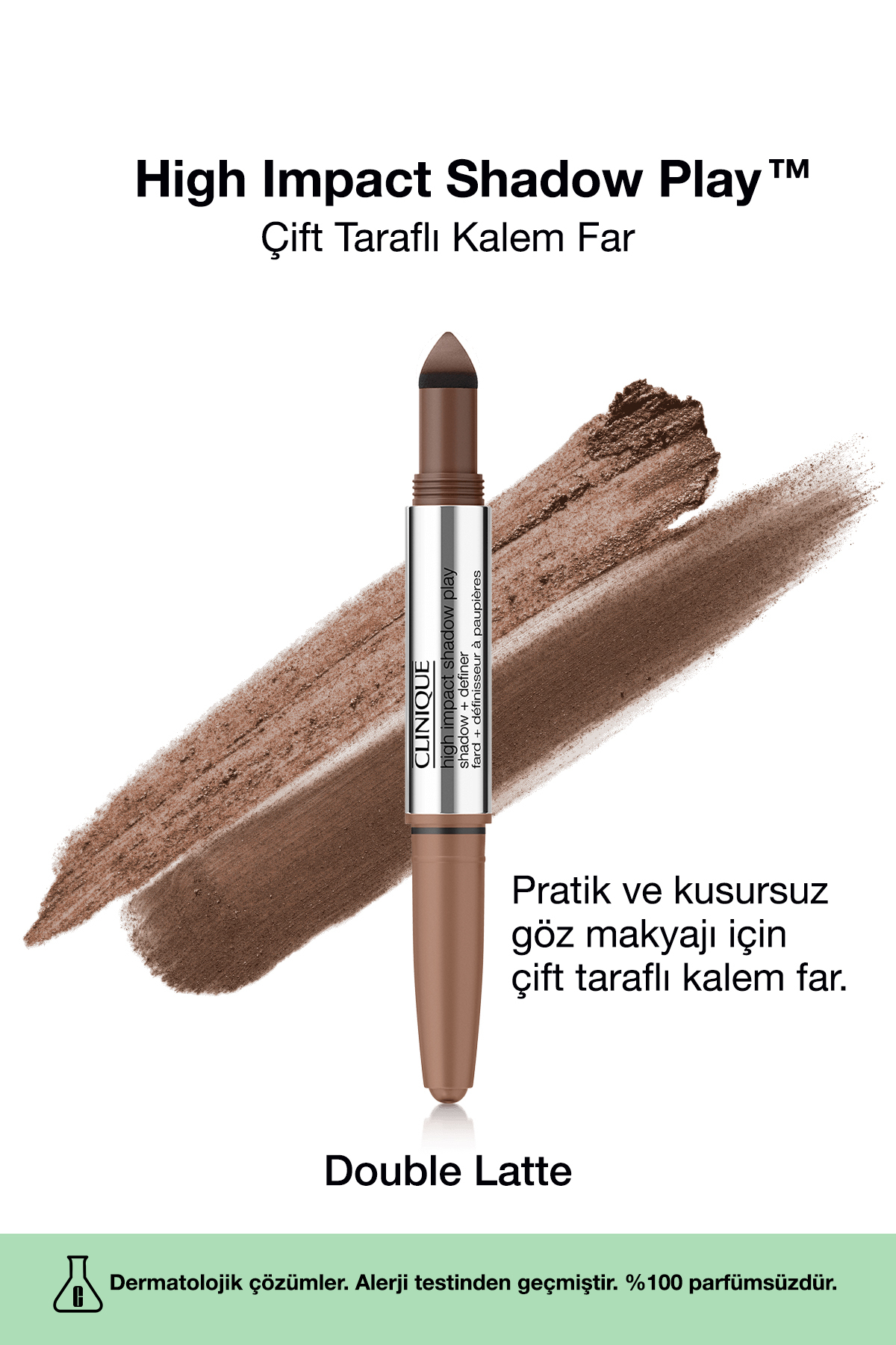 Clinique High Impact Shadow Play Çift Taraflı Kalem Far - Double Latte 4ml