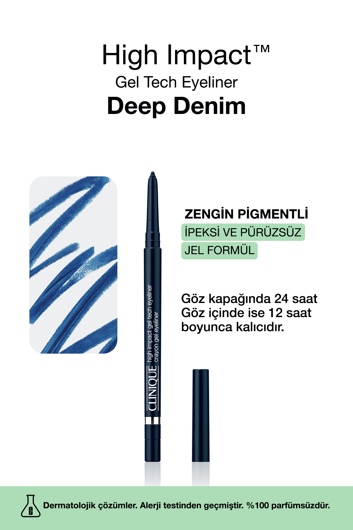 Clinique High Impact™ Gel Tech Eyeliner 0.35g - Deep Denim | İpeksi ve Pürüzsüz Jel Formül