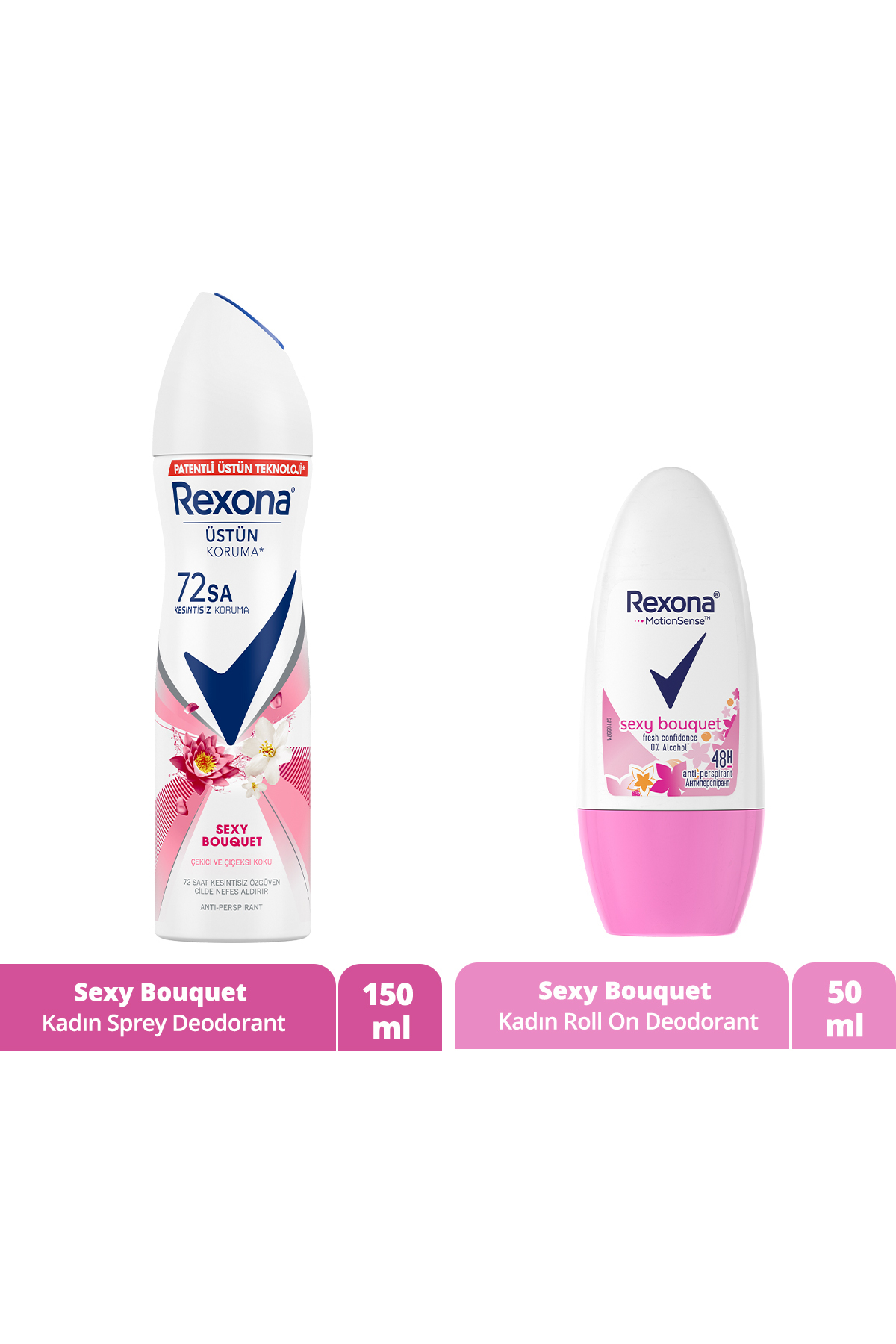 Rexona Sexy Bouquet Kadın Sprey Deodorant 150 ml Kadın Roll On Deodorant 50 ml