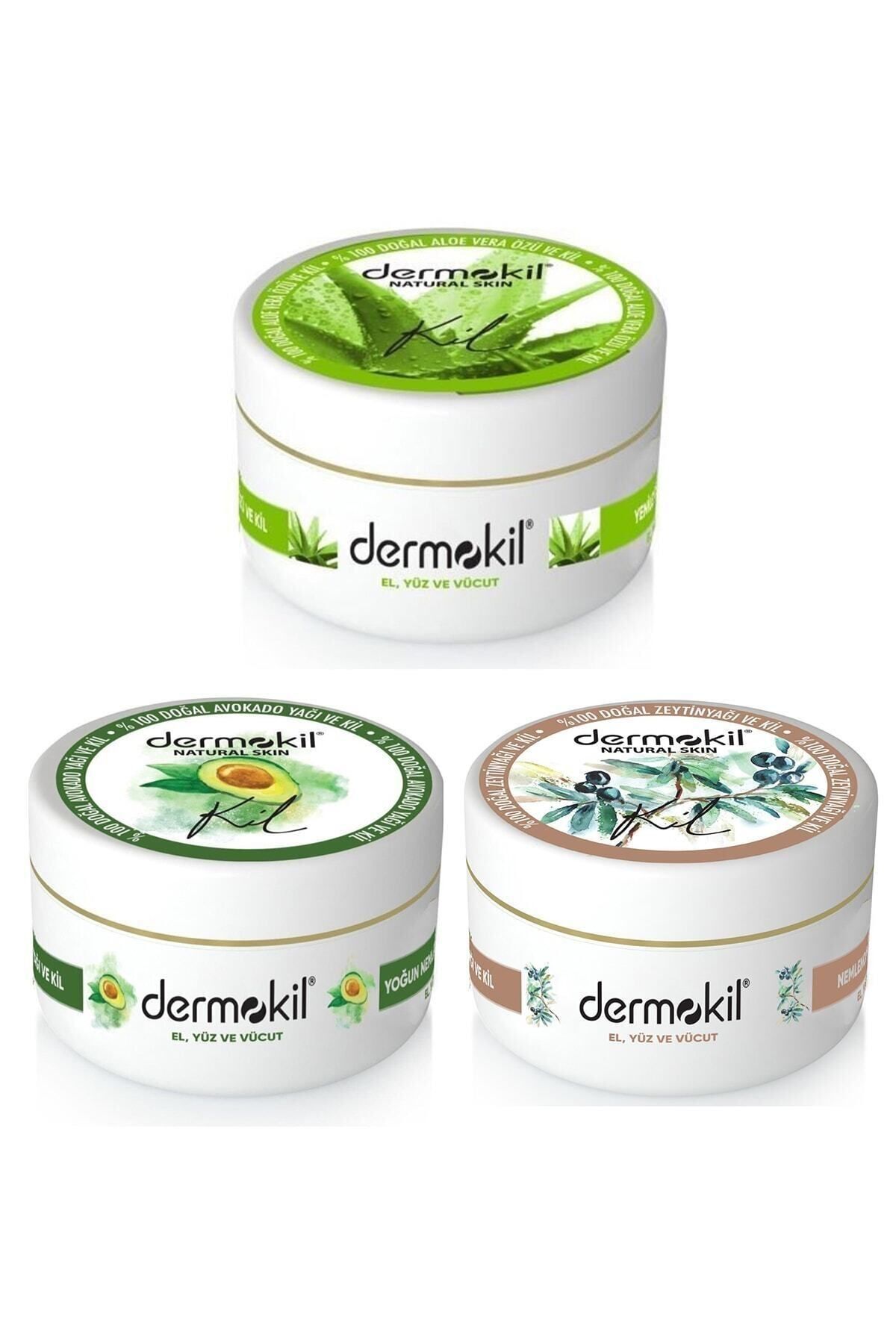Dermokil El ve vücut Kremi Aloevera-avokado-zeytinyağı 300ml 3lü Set