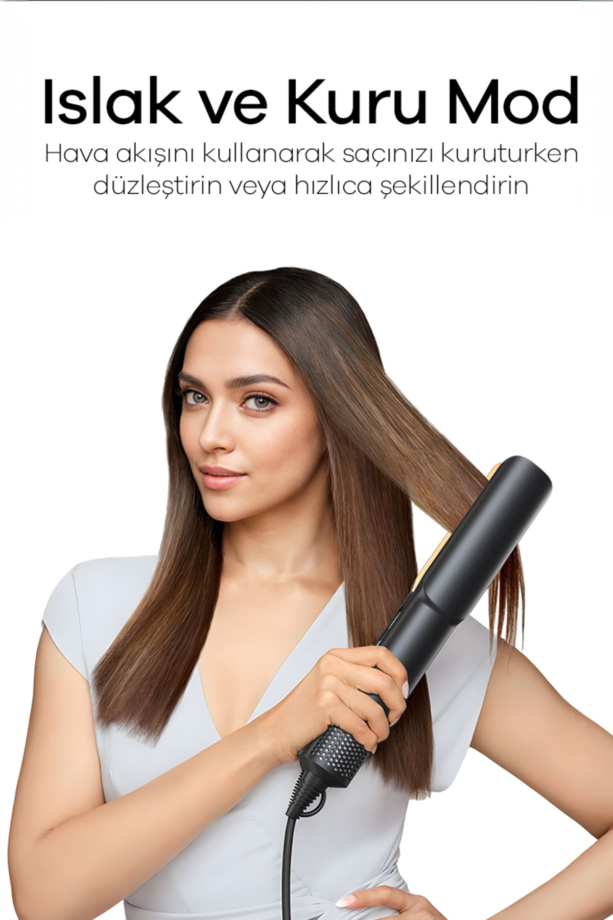 VERYFİT Airstrait Yüksek Hızlı Hava Üflemeli Saç Düzleştirici Ve Şekillendirici Fön Makinası Islak / Kuru