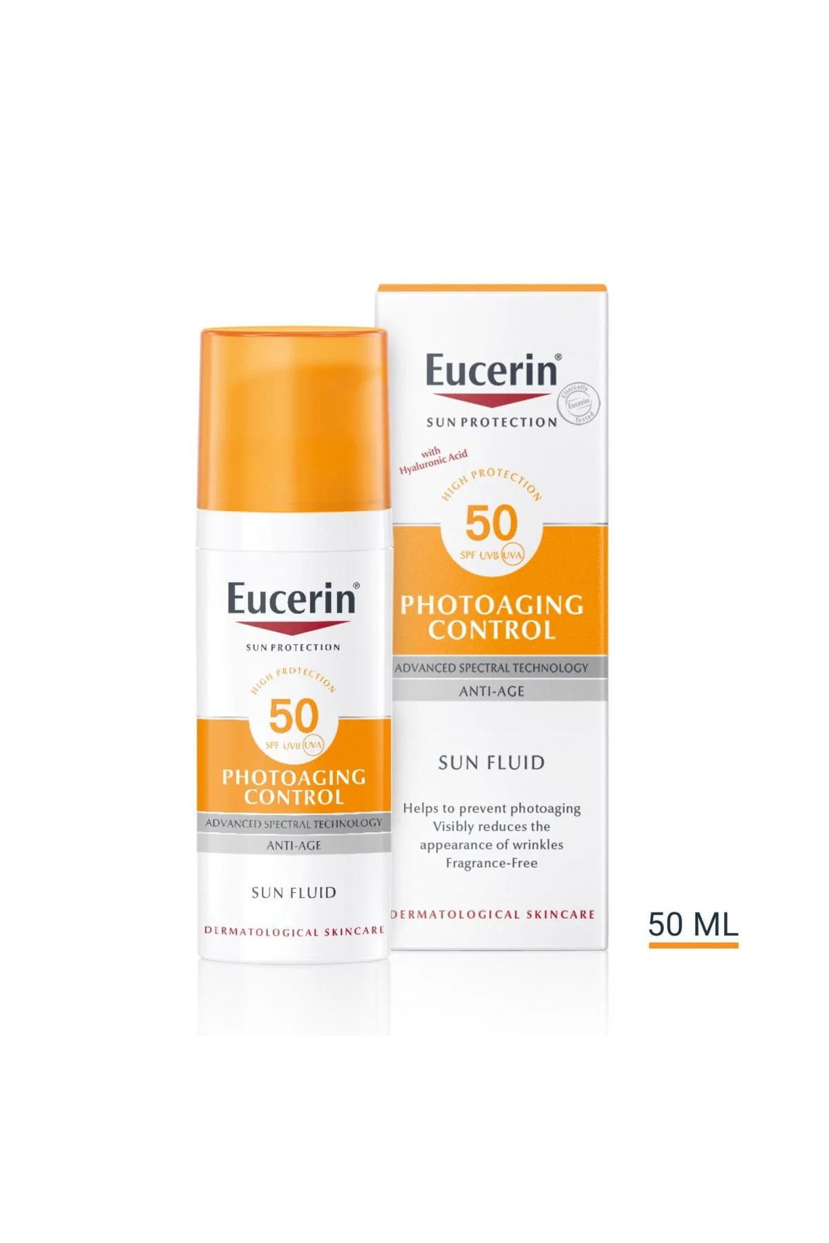 Eucerin Photoaging Control SPF 50, Yüksek UVA/UVB Koruma, Kırışıklık Karşıtı, Tüm Cilt Tipleri, 50ml