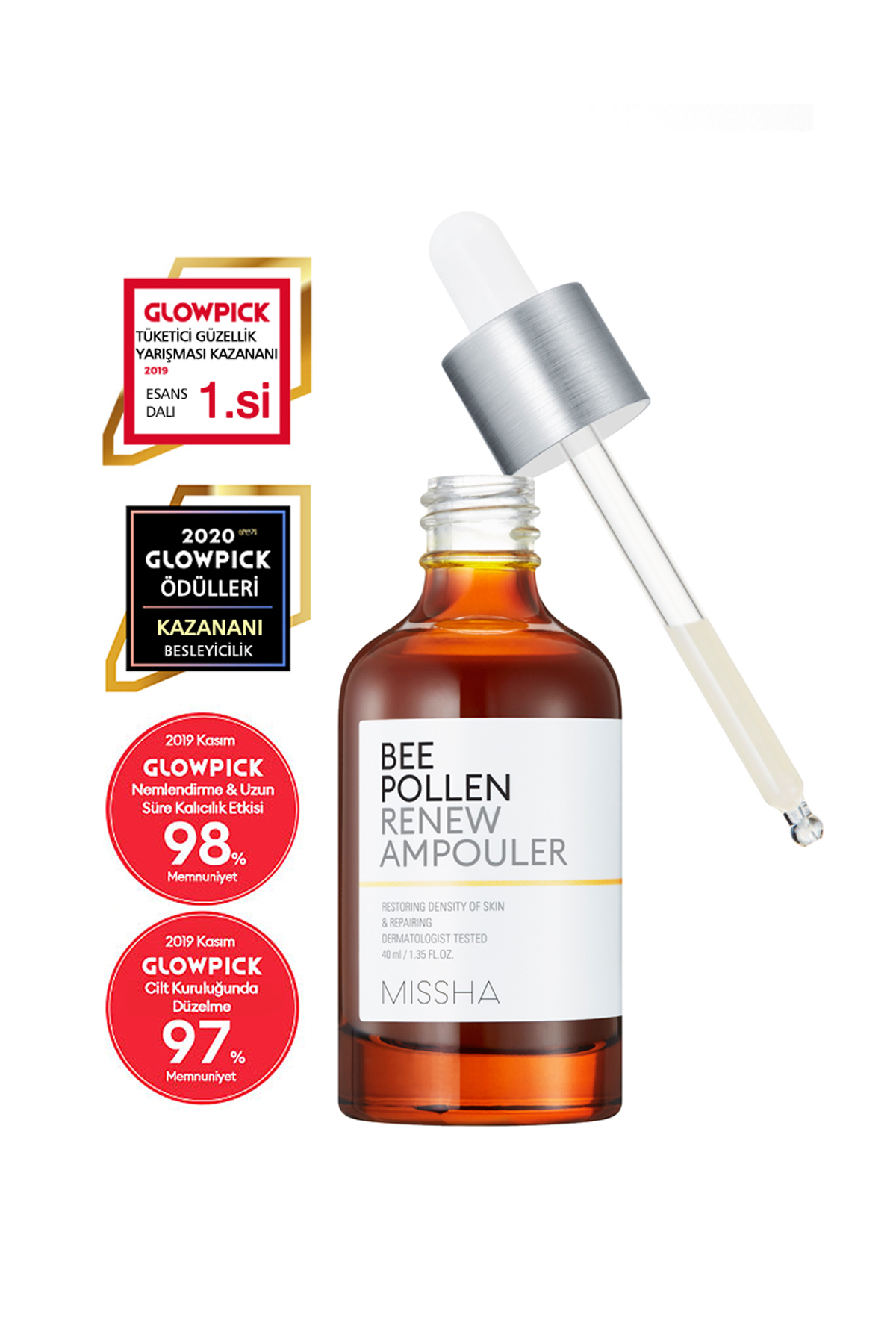 Missha Arı Poleni İçeren Yoğun Besleyici Nemlendirici Ampul 40ml Bee Pollen Renew Ampouler