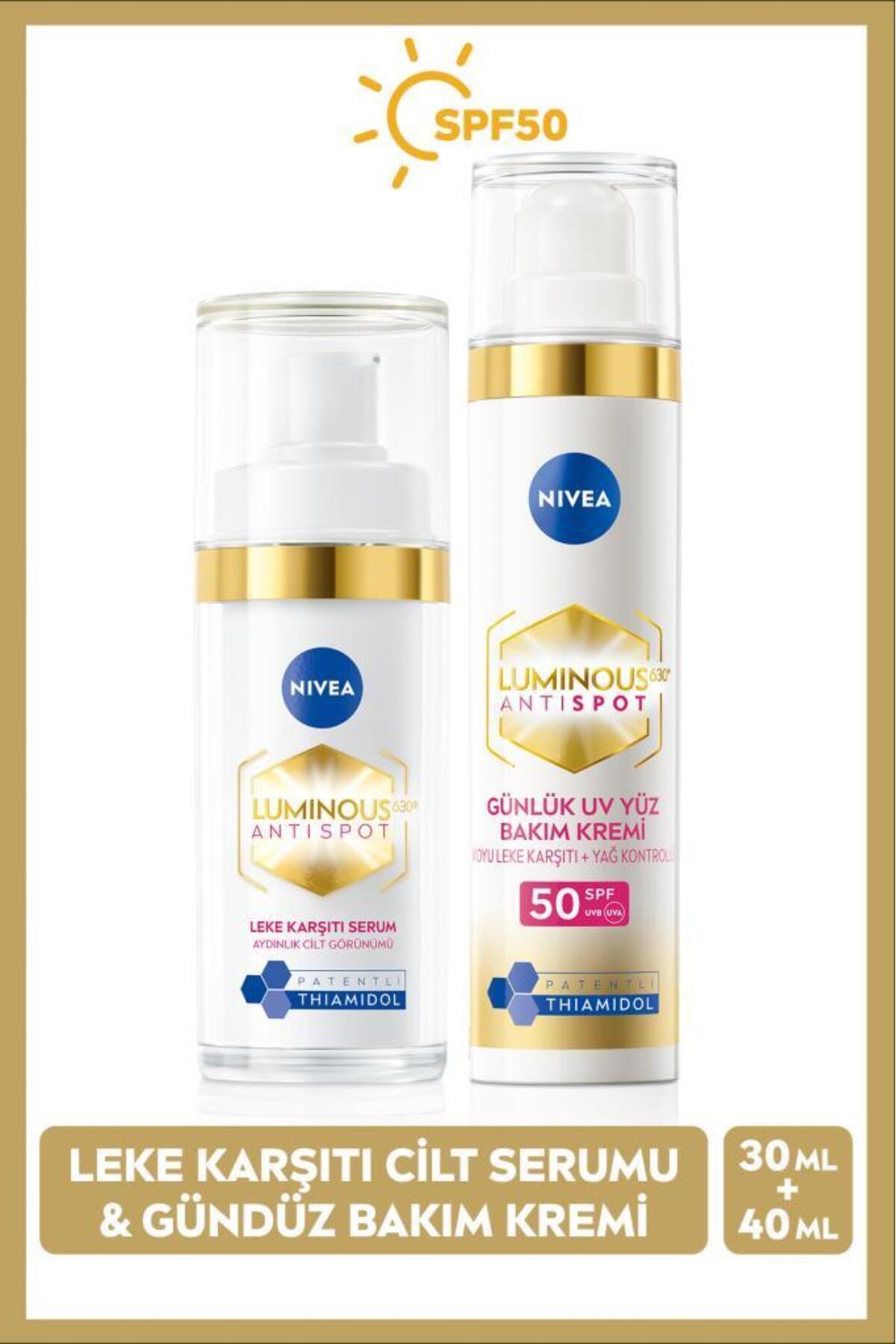 NIVEA Luminous630 Thiamidol Etkili Leke Karşıtı Cilt Serumu30ml Ve Güneş Korumalı Gündüz Kremi 40ml,spf50