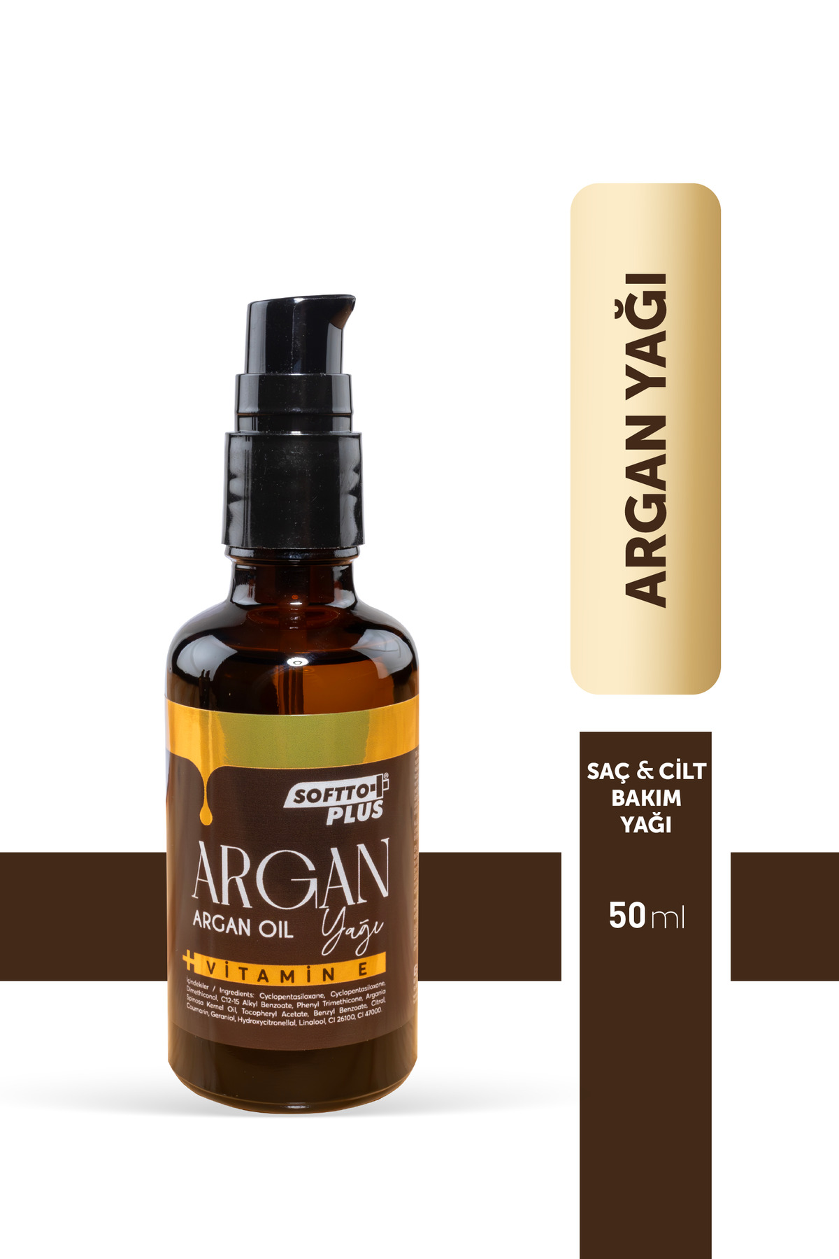 Softto Plus Argan Yağı Saç Ve Cilt Bakımı Bitkisel Yağ 50 ml