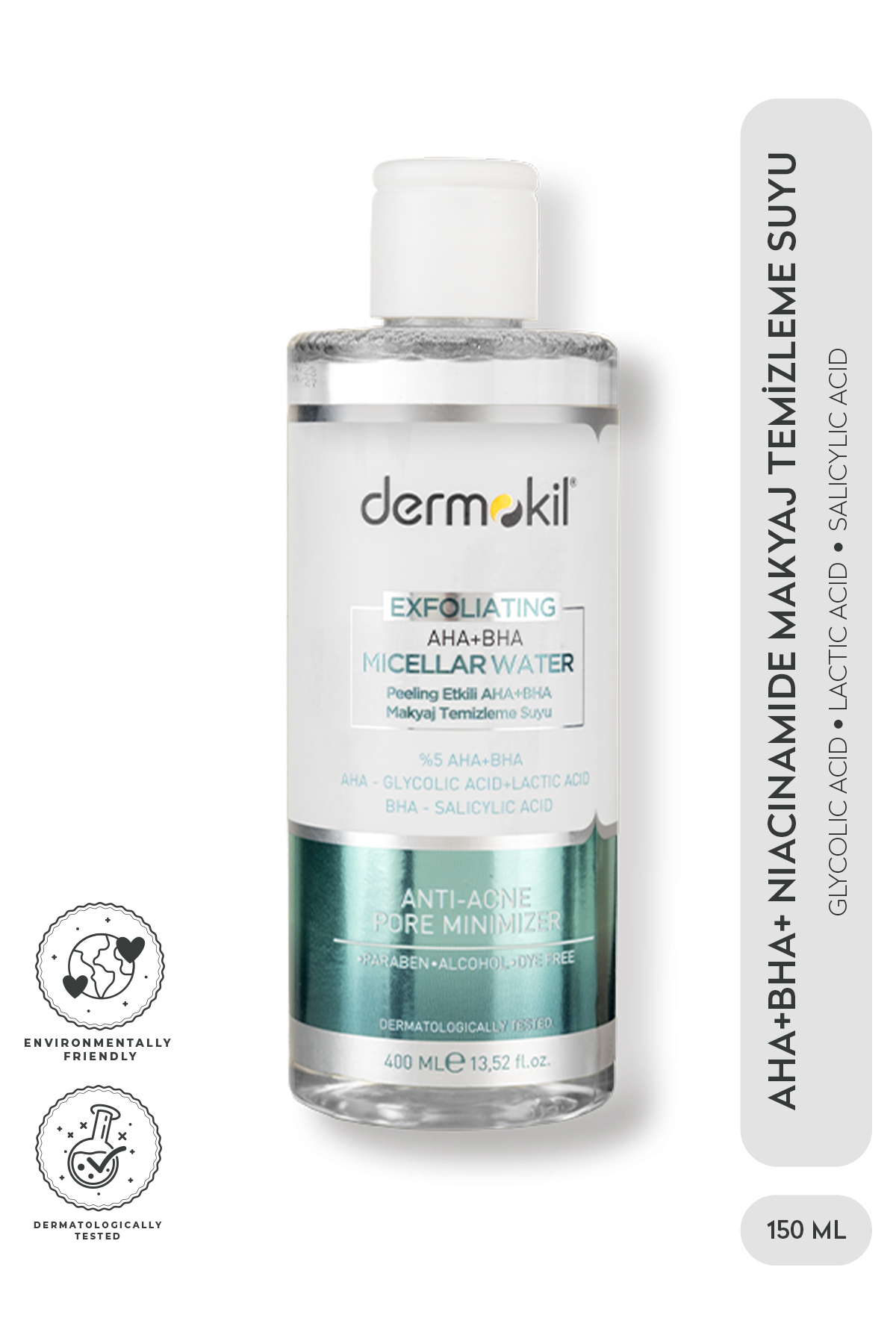 Dermokil Exfoliating AHA + BHA Niacinamide Micellar Makyaj Temizleme Suyu 400 ml
