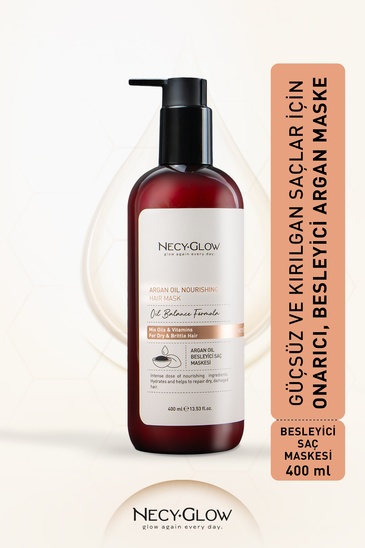 NECY GLOW Onarıcı Besleyici Argan Yağlı Saç Kremi