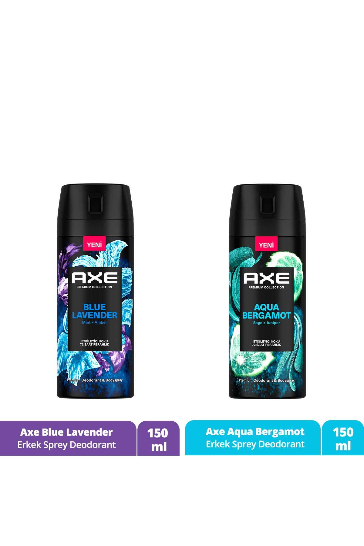 Axe Premium Collection Erkek Sprey Deodorant Blue Lavender 150 ml + Aqua Bergamot 150 ml