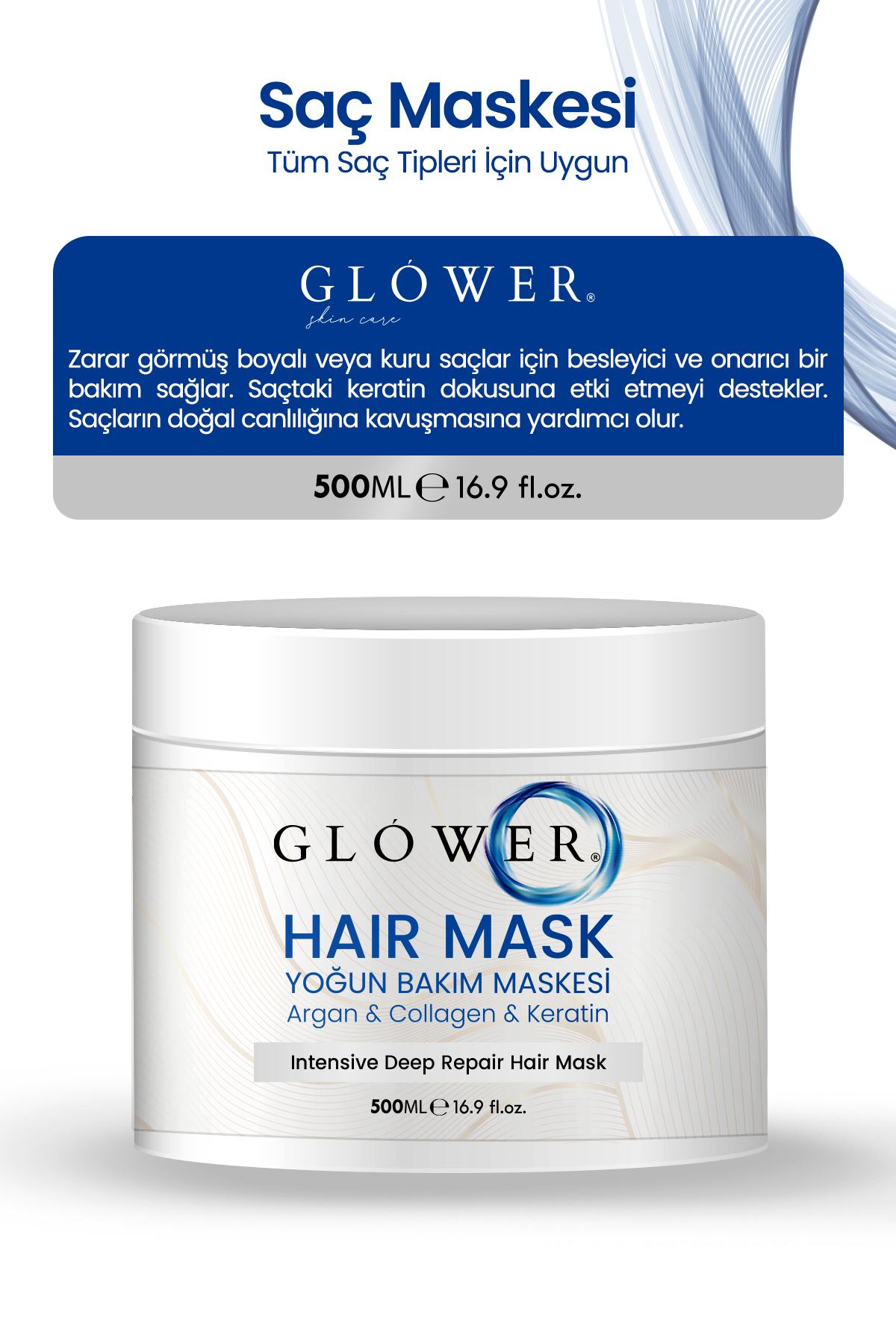 GLOWER SKİN CARE Hair Botox Saç Maskesi - Besleyici ve Koruyucu Etki 500ML