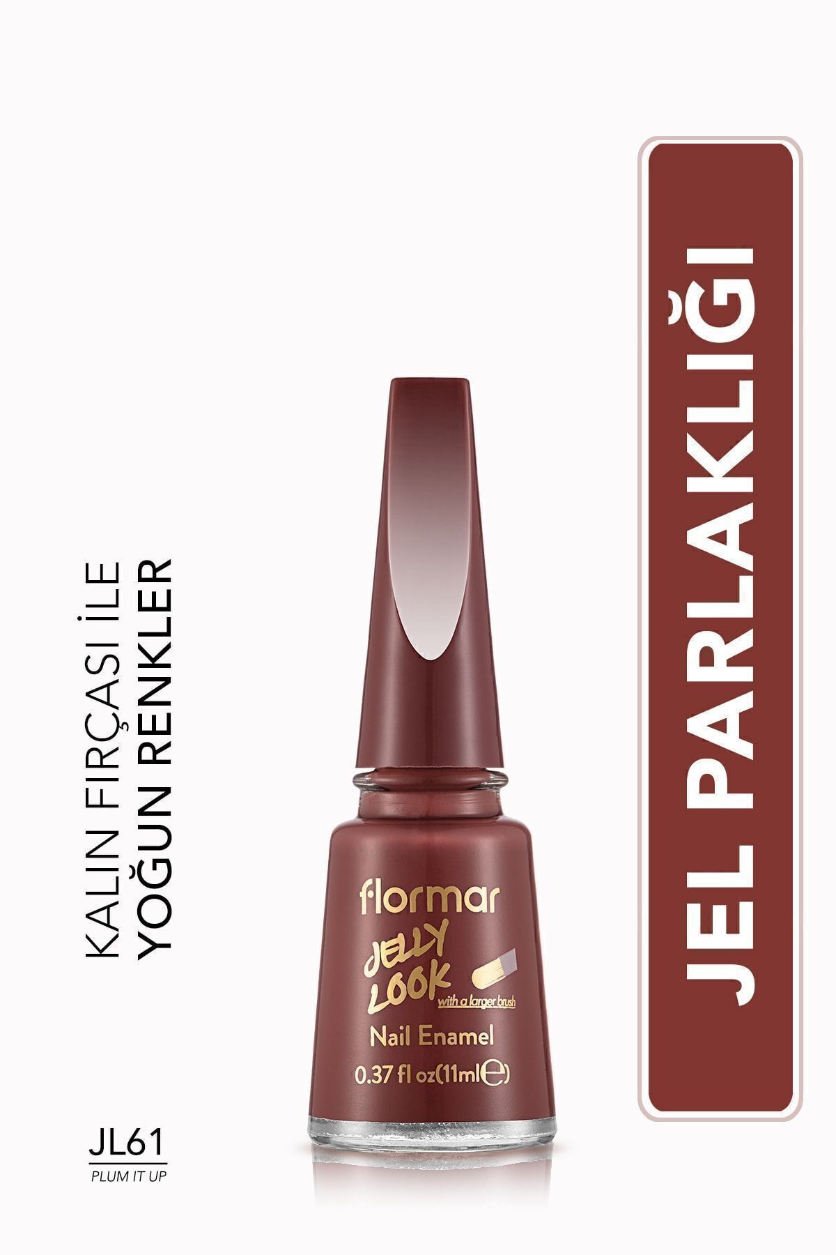 Flormar Jel Görünümlü Parlak Oje (BORDOMSU MOR) - Jelly Look Nail Enamel-jl61 Plum It Up-8690604612819