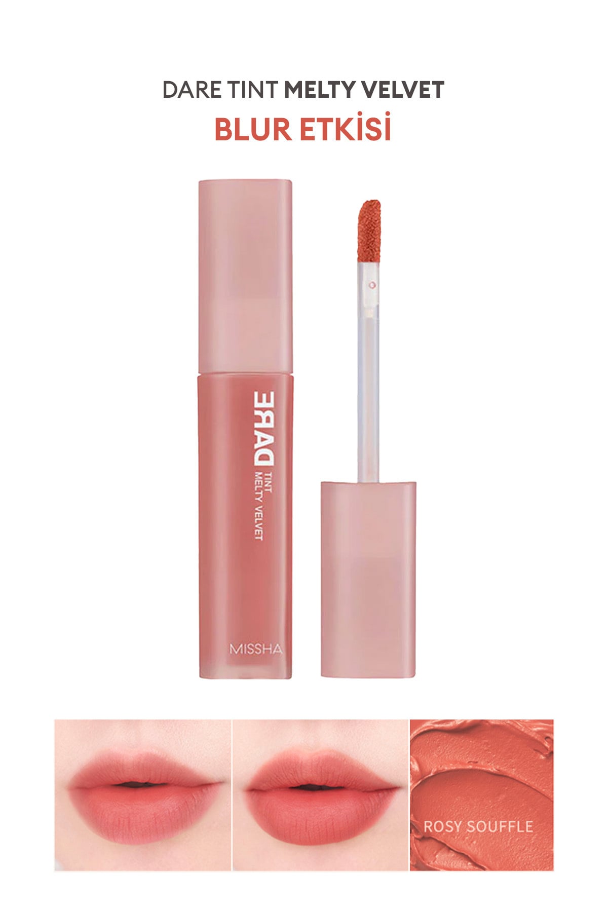 Missha Uzun Süre Kalıcı, Bulaşma Yapmayan, Kadifemsi Bitiş Sunan Tint Dare Tint Melty Velvet (Rosy Souffle)