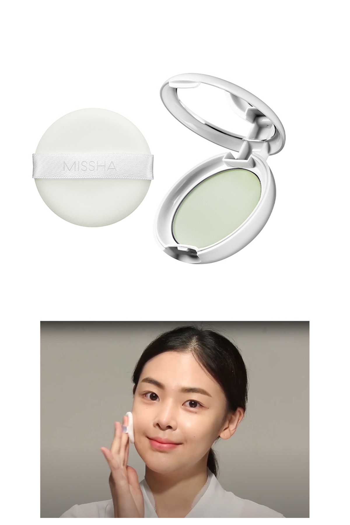 Missha Kızarık Görünümü Azaltarak Makyajı Sabitleyen Ultra Hafif Pudra Airy Pot Pressed Powder (Mint)