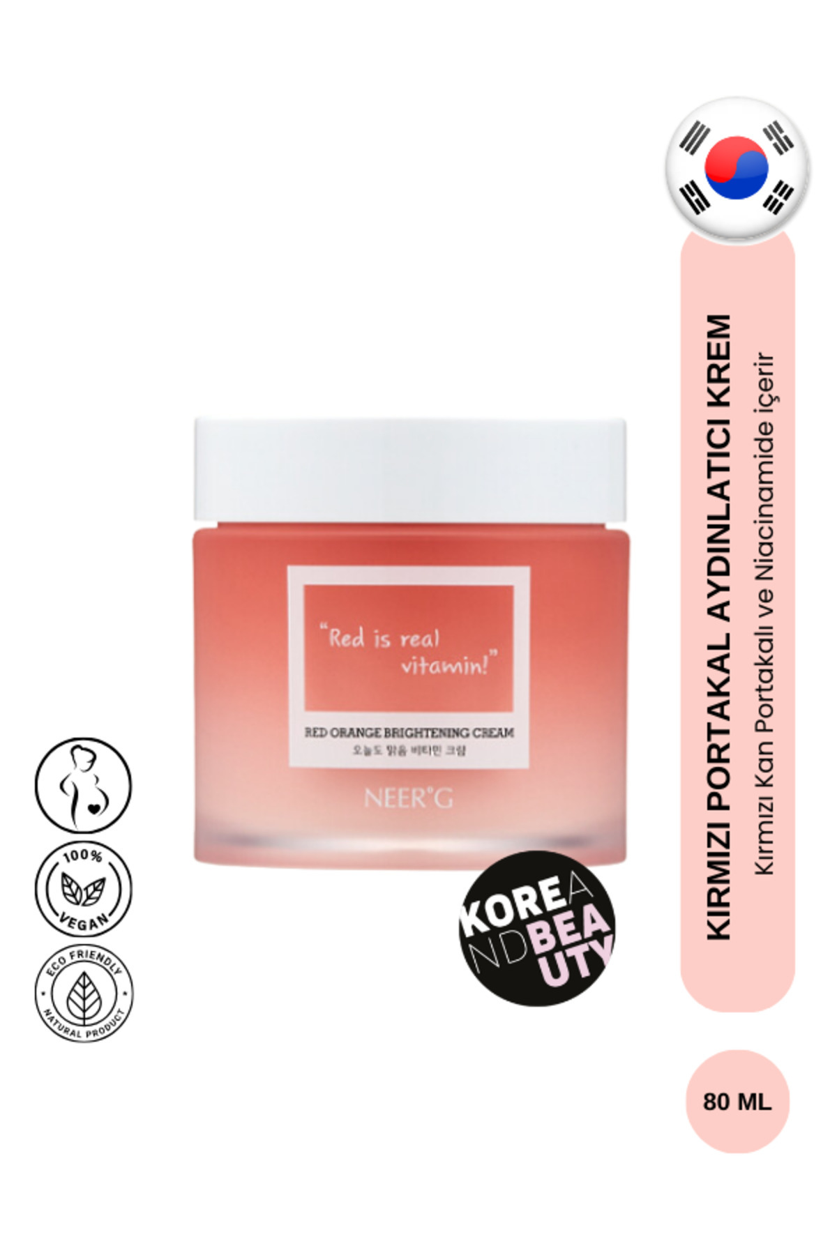 Neer G Neerg (KOREANDBEAUTY) Red Orange Brightening Cream | Cilt Aydınlatıcı Yüz Kremi 80ml