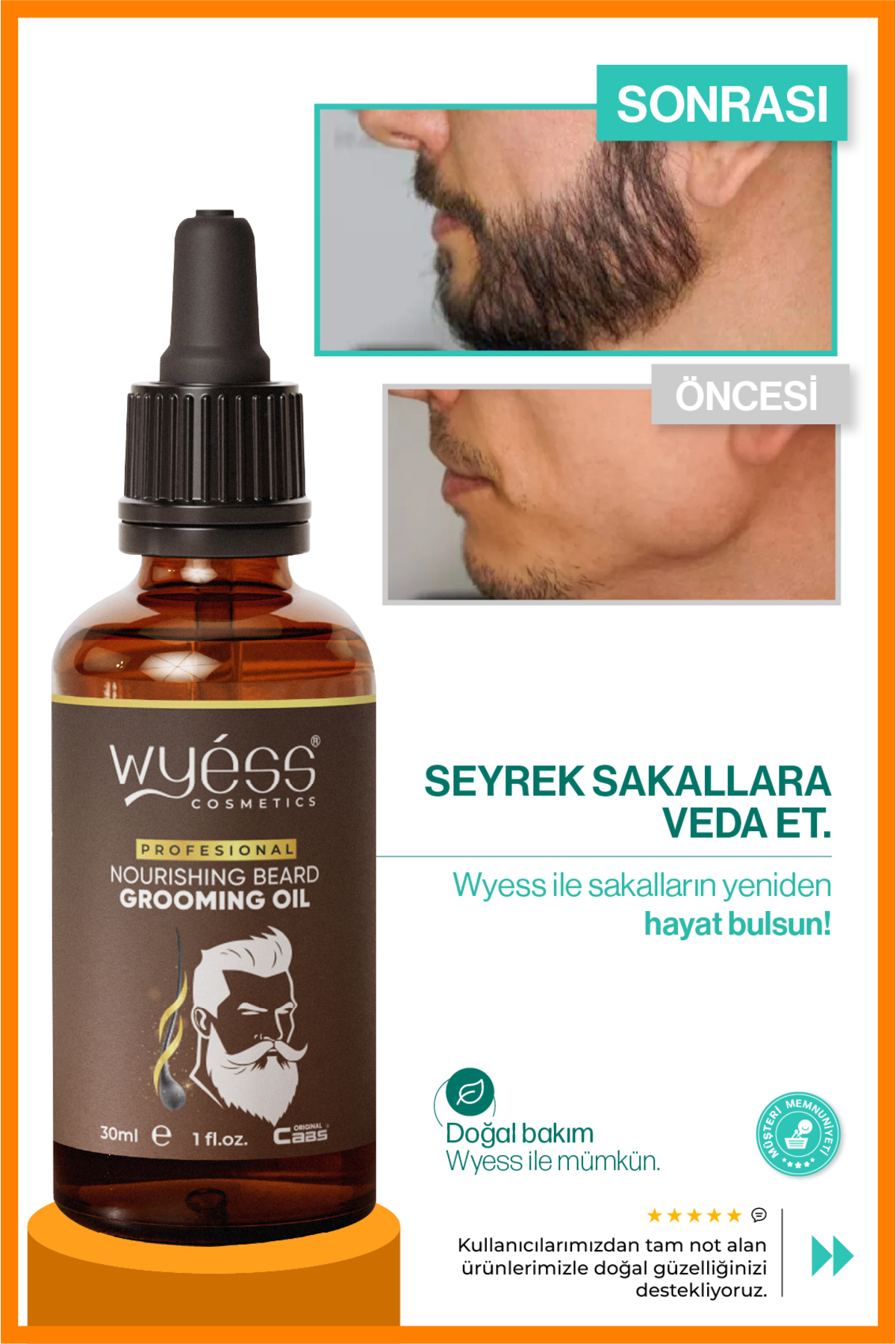 Wyess Seyrek Ve Köse Sakal İçin Güçlendirici Sakal Bıyık Yağı Dolgunlaştırıcı Canlandırıcı Bakım
