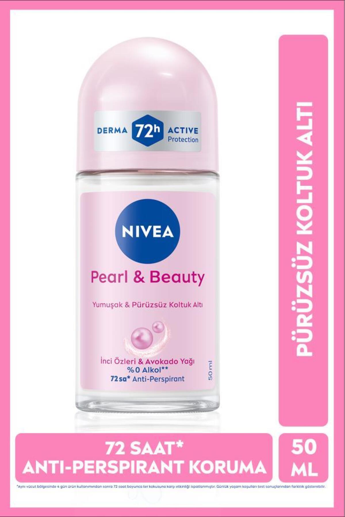 NIVEA Kadın Roll-on Deodorant Pearl&Beauty 50ml, 72 Saat Anti-perspirant Koruma, Alkolsüz, Çiçeksi Koku