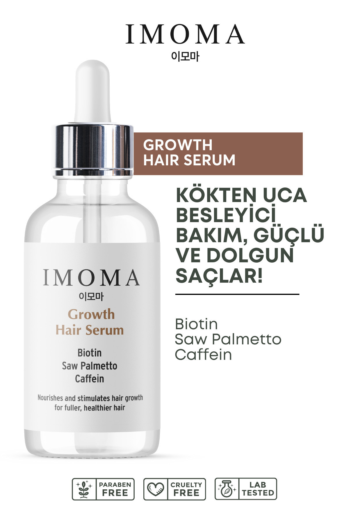 IMOMA Hızlı Saç Uzatma Serum Biotin, Niacinamide B3, D-Panthenol B5, Caffein