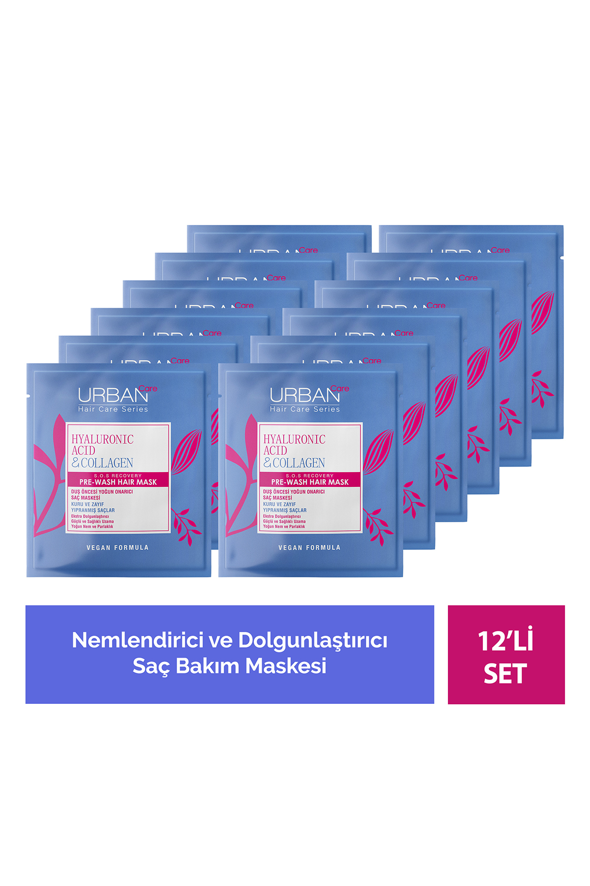 Urban Care Hyaluronik Asit&Kolajen Kuru ve Cansız Saçlara Duş Öncesi Saç Bakım Maskesi 12'li Set