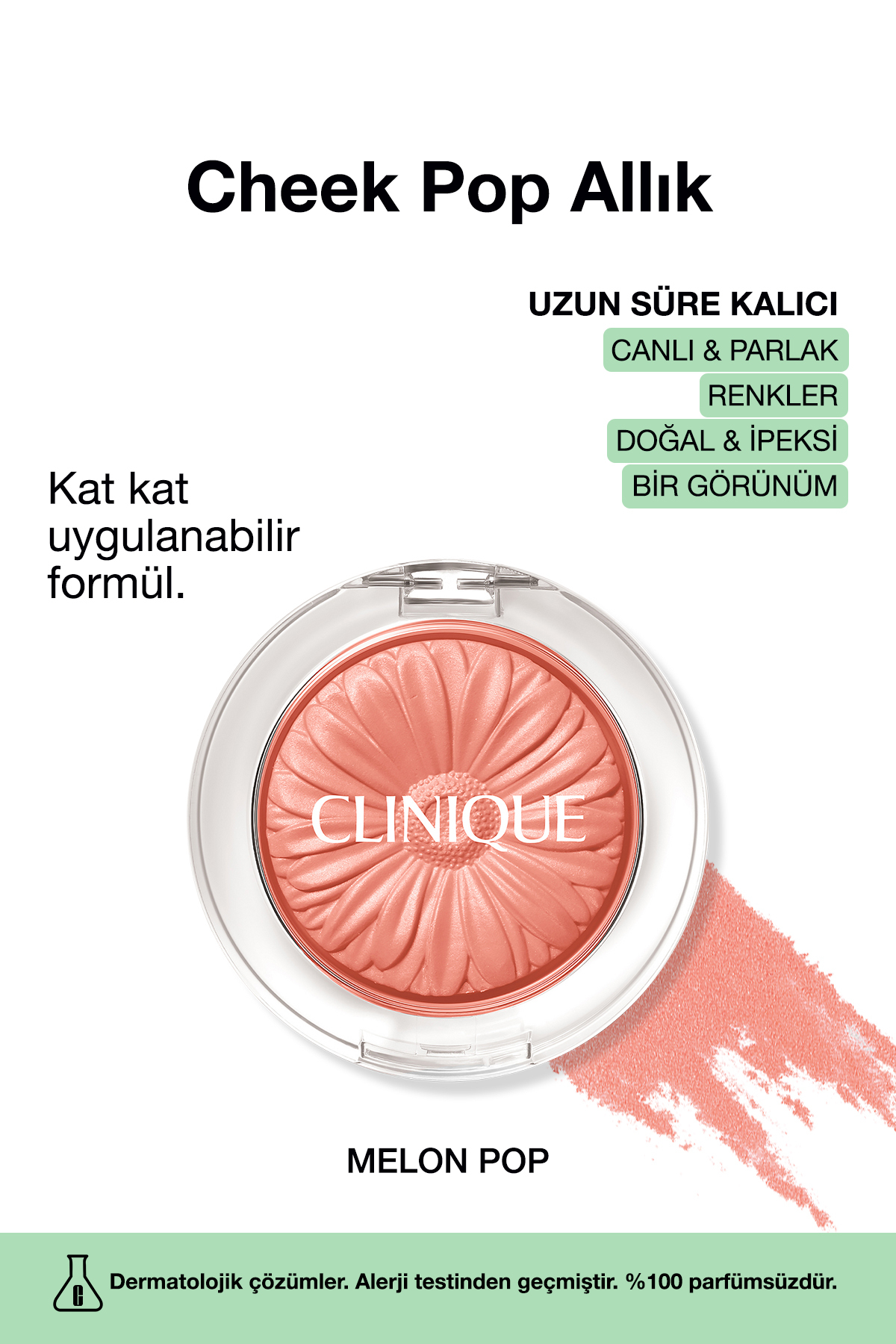 Clinique Cheek Pop Allık - Renk: Melon Pop 3.5g | Uzun Süre Kalıcı, Doğal ve İpeksi Formül