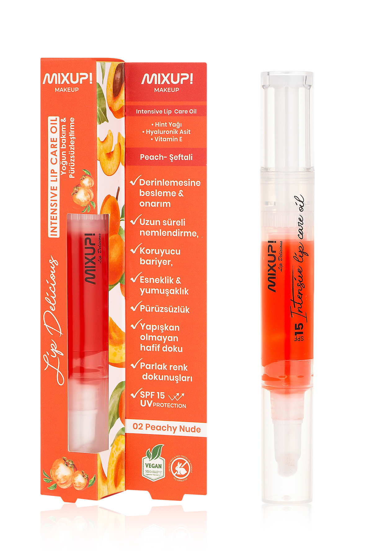 Mixup Lip Delicious Tinted Lip Oil Peachy Nude (Şeftali) 6Ml |Nemlendirici,Onarıcı Parlatıcı Dudak Yağı