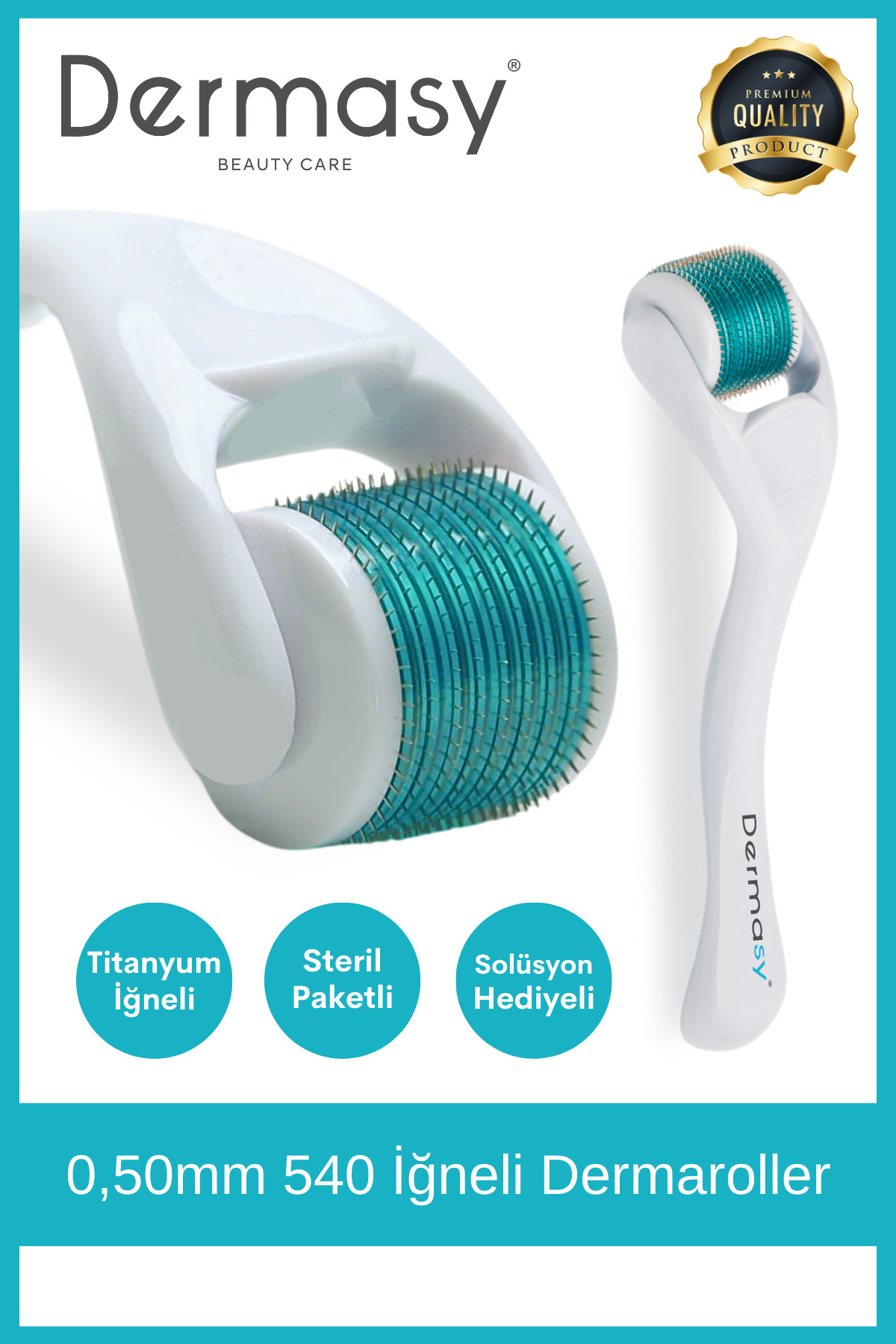 Dermasy 0,50mm 540 Iğneli Saç Ve Cilt Bakım Dermaroller - Orijinal Titanyum Iğneli - Solüsyon Hediyeli