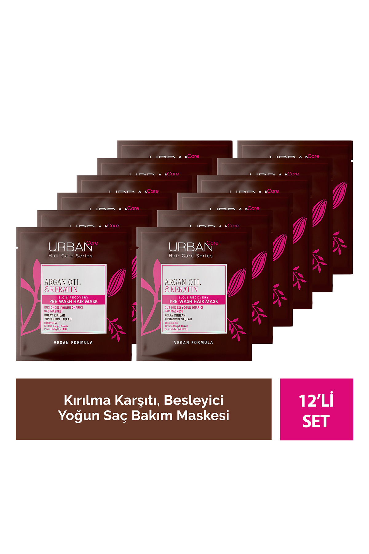 Urban Care Argan Oil & Keratin Kolay Kırılan Yıpranmış Saçlara Duş Öncesi Saç Bakım Maskesi 12'li Set