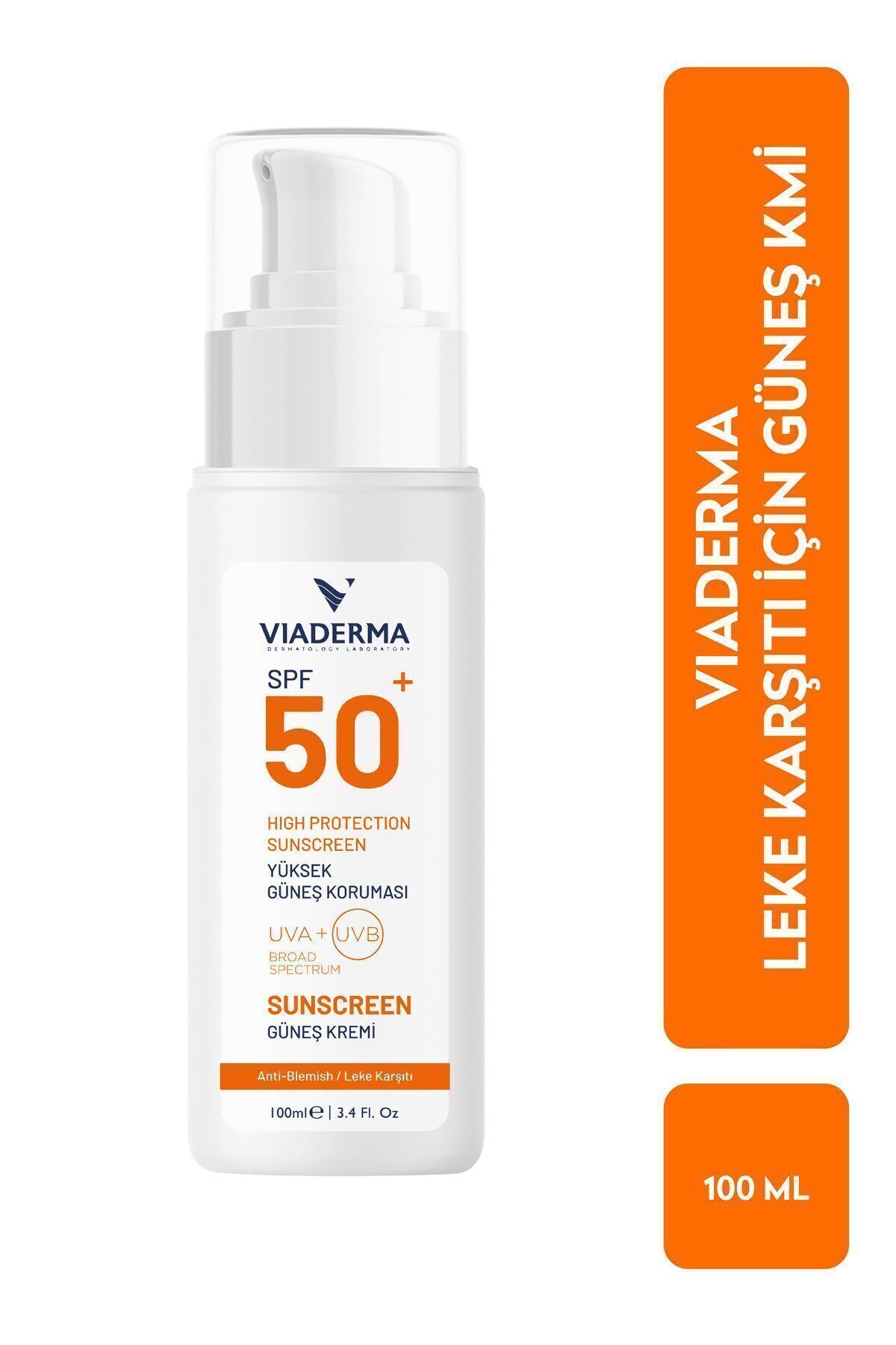 Viaderma Leke Karşıtı SPF 50 Suya Dayanıklı Yüz ve Vücut Güneş Kremi 100 ml Parfümsüz Tüm Cilt