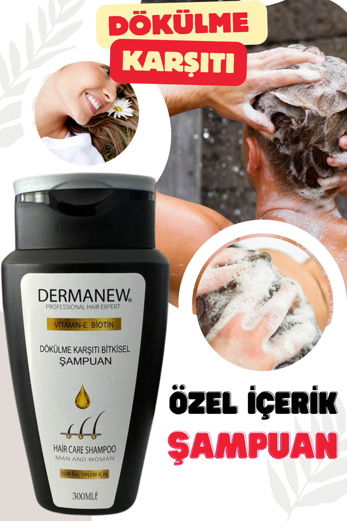dermanew hair Kadın Ve Erkek Özel Içerik Dökülme Karşıtı Şampuan (SERUM DESTEKLEYİCİ)