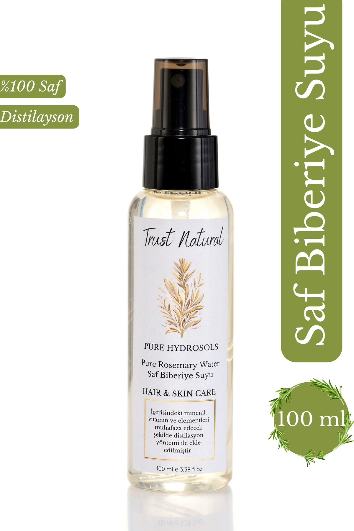 Natural Biberiye Suyu Saç Güçlendirici Hızlı Uzama Dökülme Karşıtı Saf ve Doğal Saç Toniği 100 ml