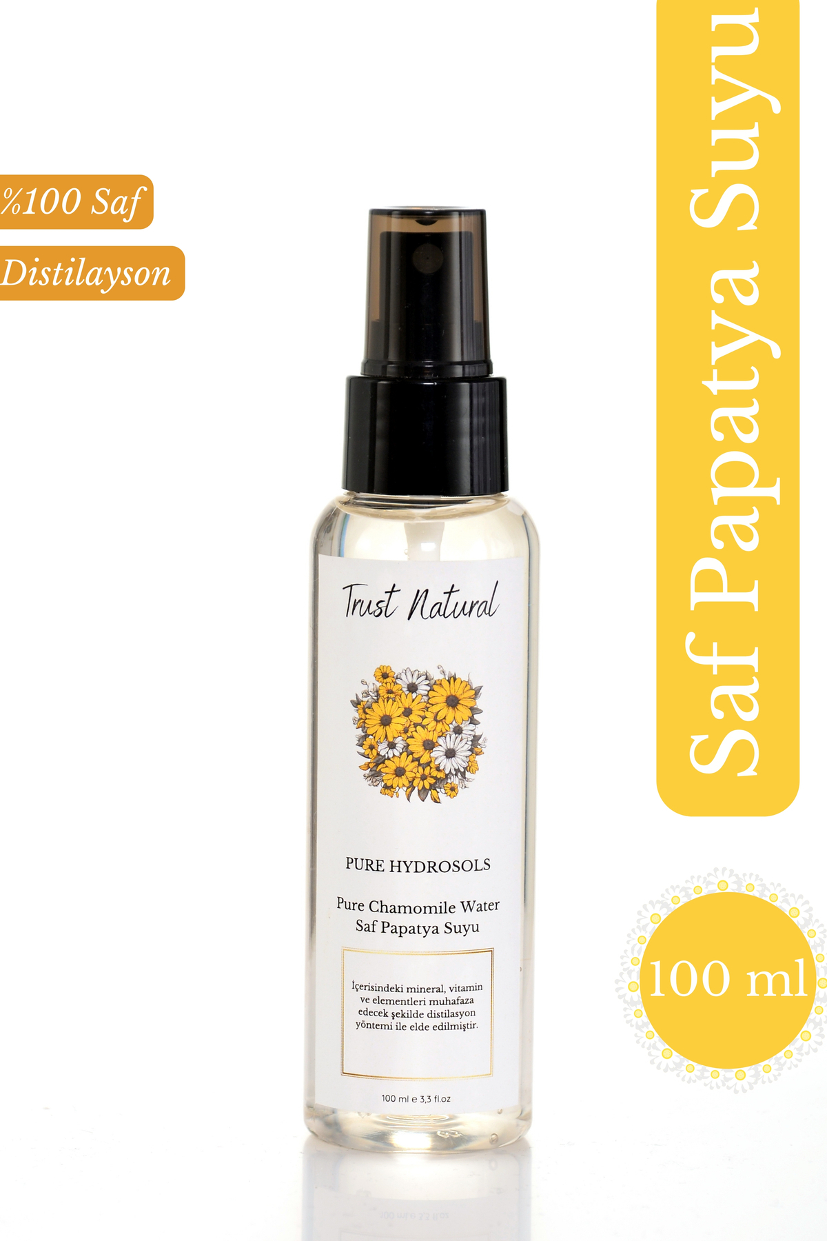 Natural Papatya Suyu Saç Ve Yüz Toniği %100 Doğal Ve Saf (Saç Açıcı Olarak Kullanılabilir) 100 ml