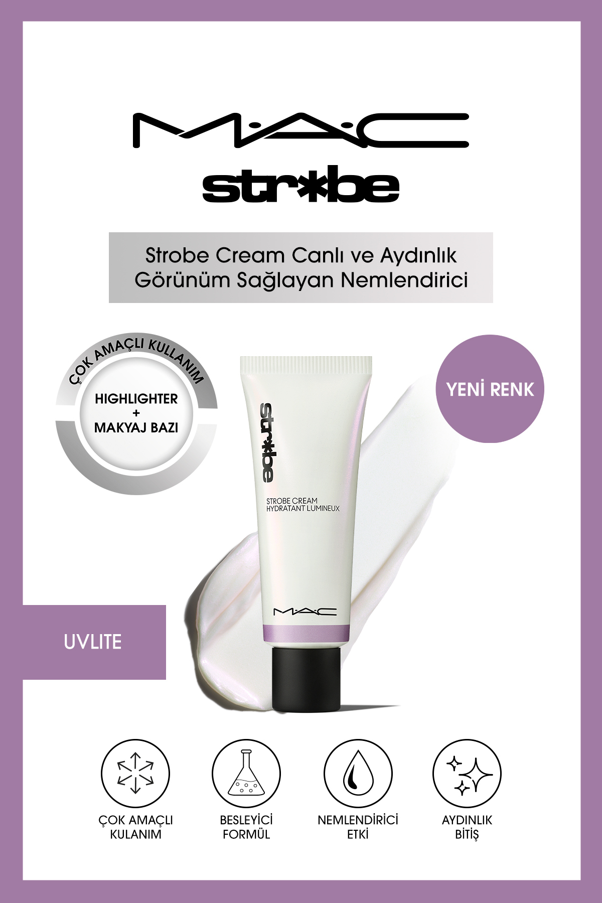 M.A.C Strobe Cream Aydınlatıcı Krem Highlighter & Makyaj Bazı - Uvlite 50 ml