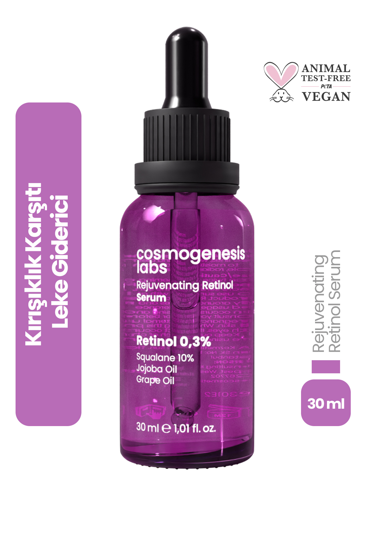 Cosmogenesis Labs Retinol Serum 30ml - %0.3 Retinol İçeren İnce Kırışıklık Karşıtı Sıkılaştırıcı Vegan (%10 SKUALEN)