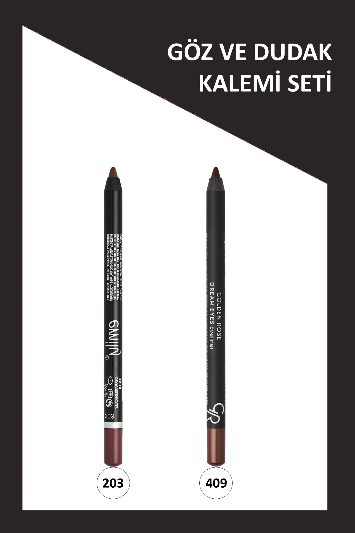 Golden Rose Emily Long Lasting Lip Pencil No: 203 ve Dream Eyes Eyeliner No:409 Seti