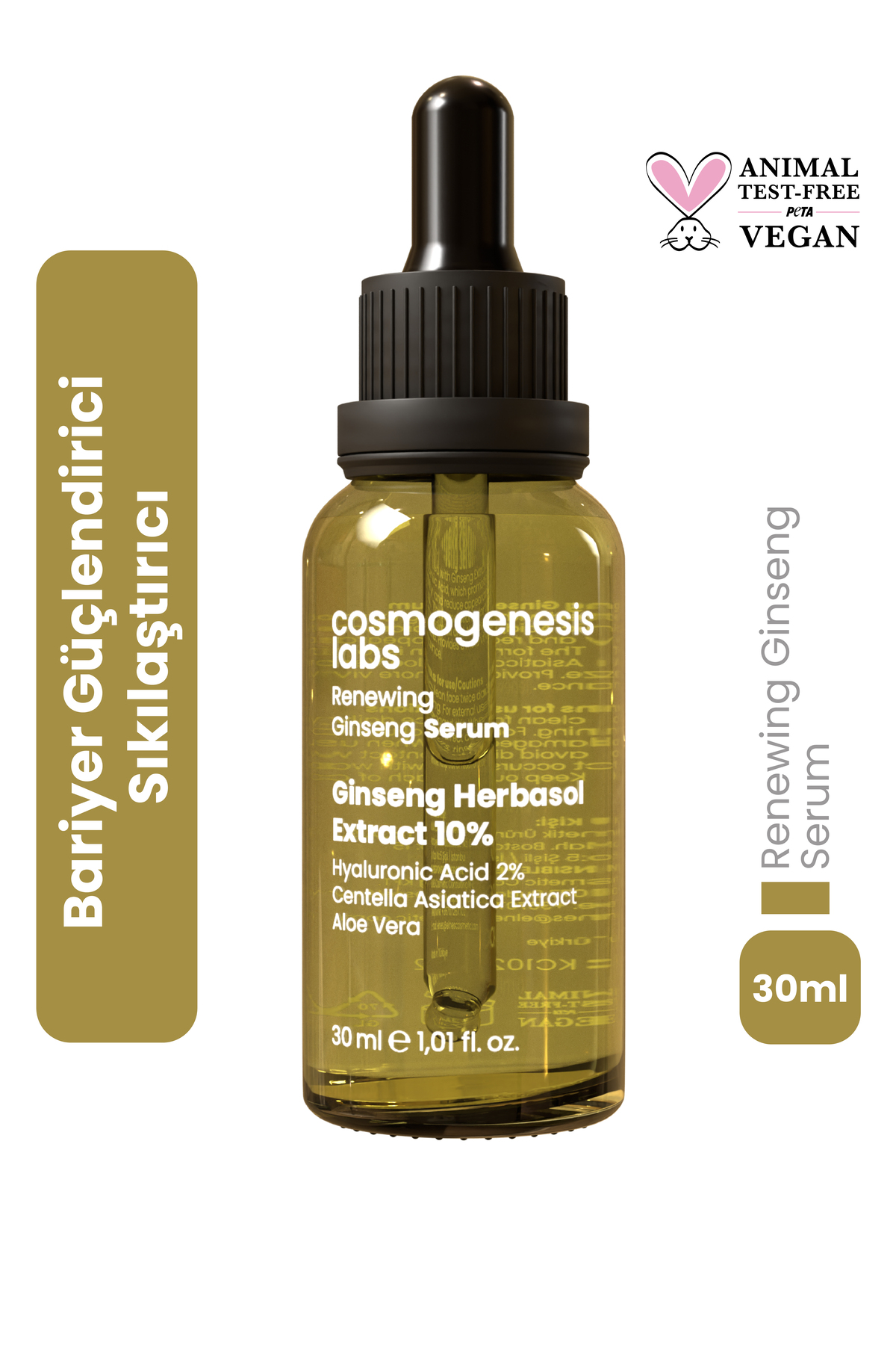 Cosmogenesis Labs Ginseng Serum 30ml - Cilt Yenileyici, Sıkılaştırıcı, Bariyer Güçlendirici Vegan (%10 GİNSENG ÖZÜ)