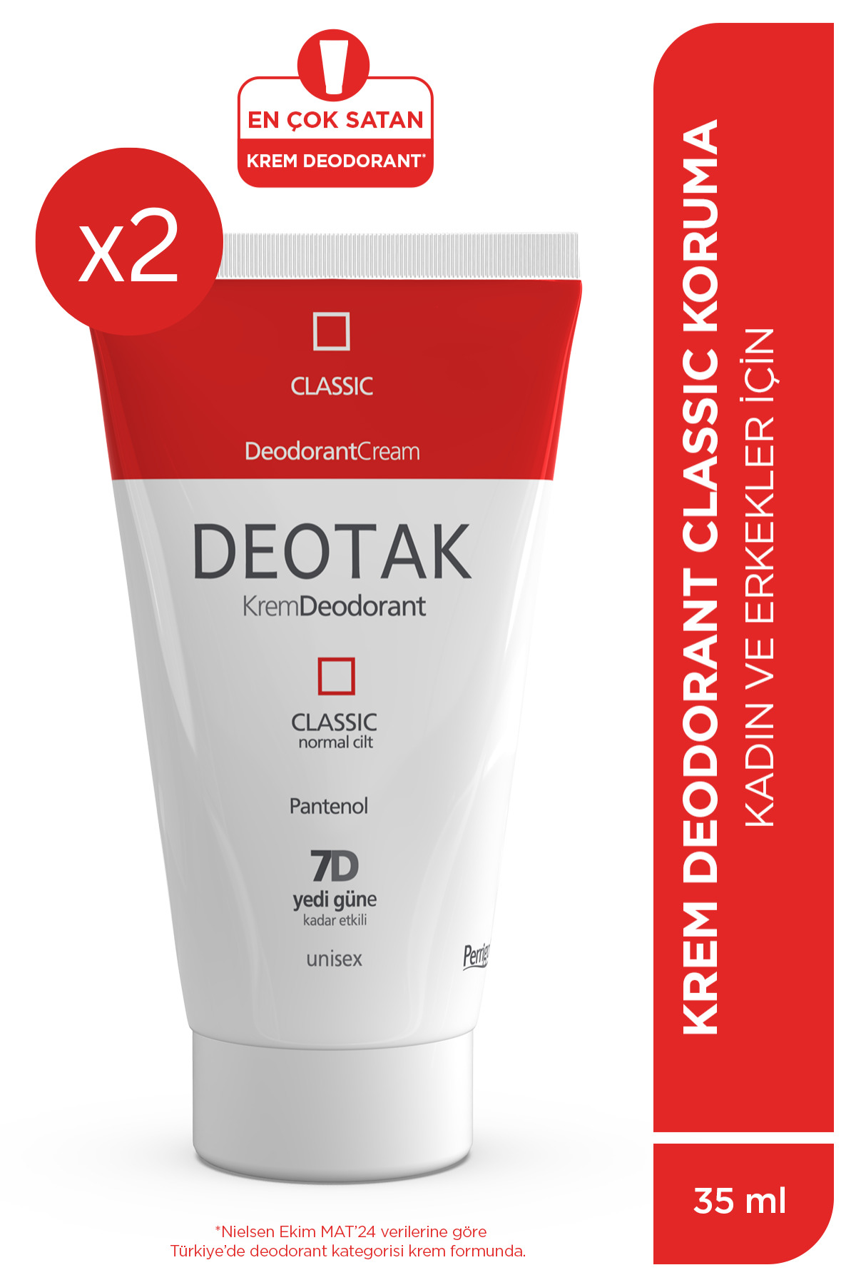 Deotak Classic Koruma 7 Güne Kadar Etkili Krem Deodorant 35 ml x 2 Adet