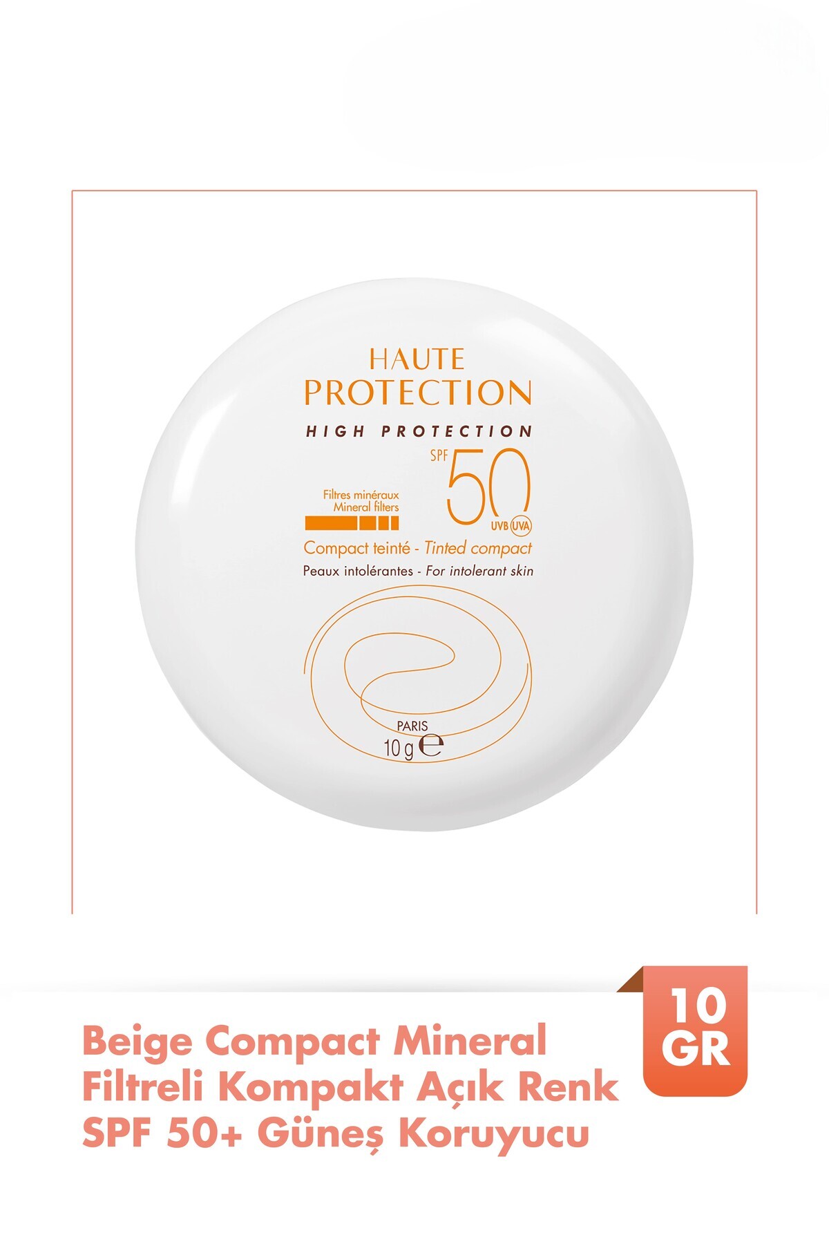 Avene Beige Compact SPF0+ Mineral Filtreli Kompakt Açık Renkli Güneş Koruyucu 10 gr