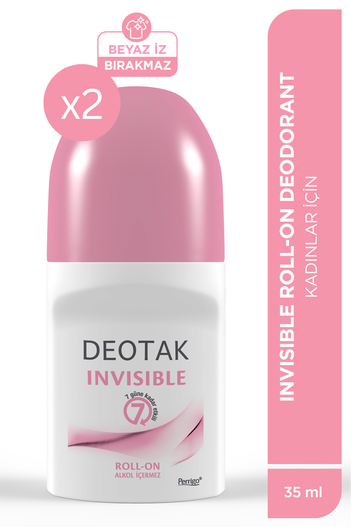 Deotak Invisible Kadın 7 Güne Kadar Etkili Roll-On Deodorant 35 ml x 2 adet