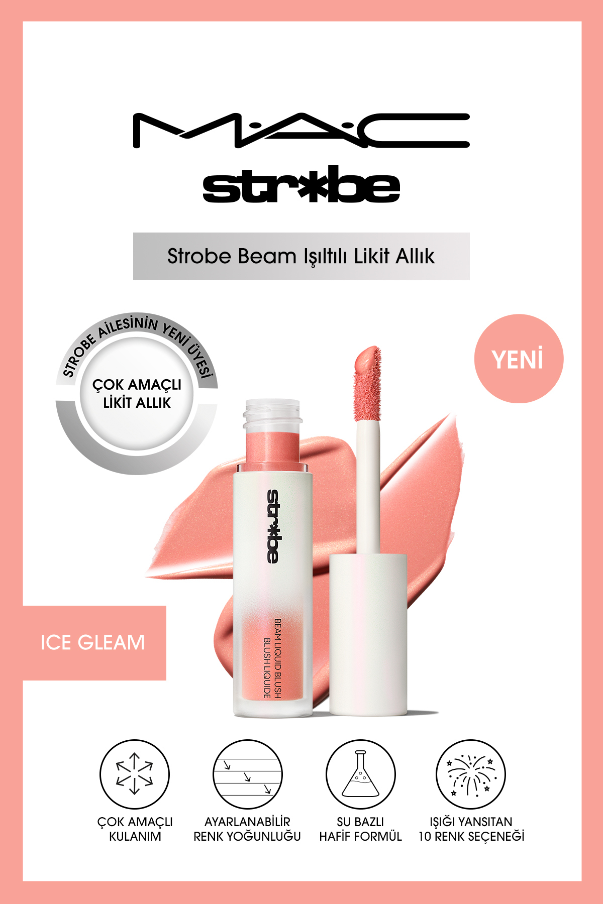 M.A.C Strobe Beam Işıltılı Çok Amaçlı Likit Allık - Ice Gleam 4.3 ml