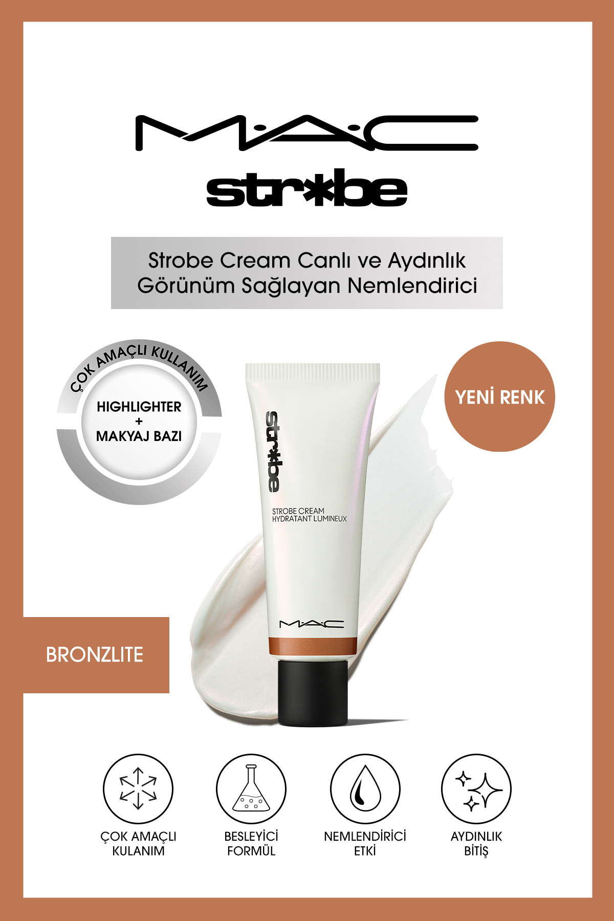 M.A.C Strobe Cream Aydınlatıcı Krem Highlighter & Makyaj Bazı - Bronzelite 50 ml