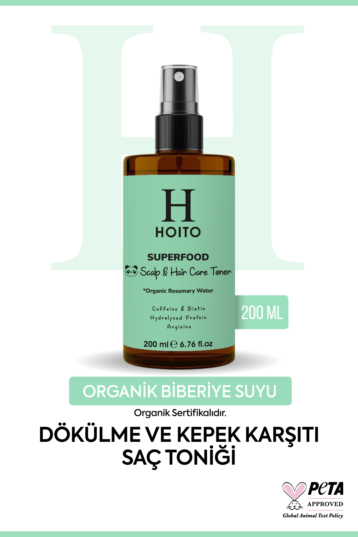 Hoito Organik Biberiye Suyu Saç Dökülmesi Karşıtı & Hızlı Uzatma Destekleyici Saç Bakım Toniği (200 ml)