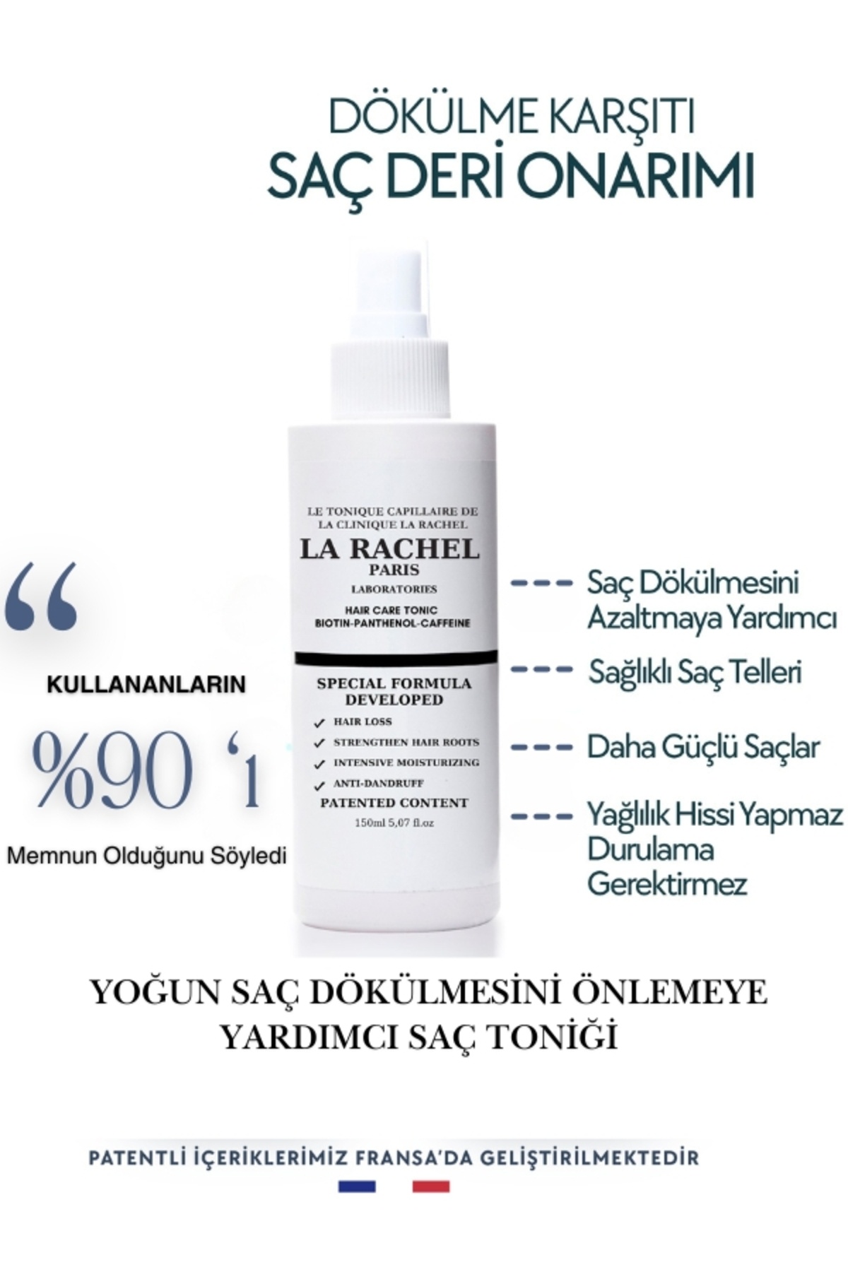 La Rachel Dökülme Karşıtı, Sağlıklı Uzama Etkili ve Nem Dengesini Sağlamaya Yardımcı Bilimsel Saç Bakım Toniği