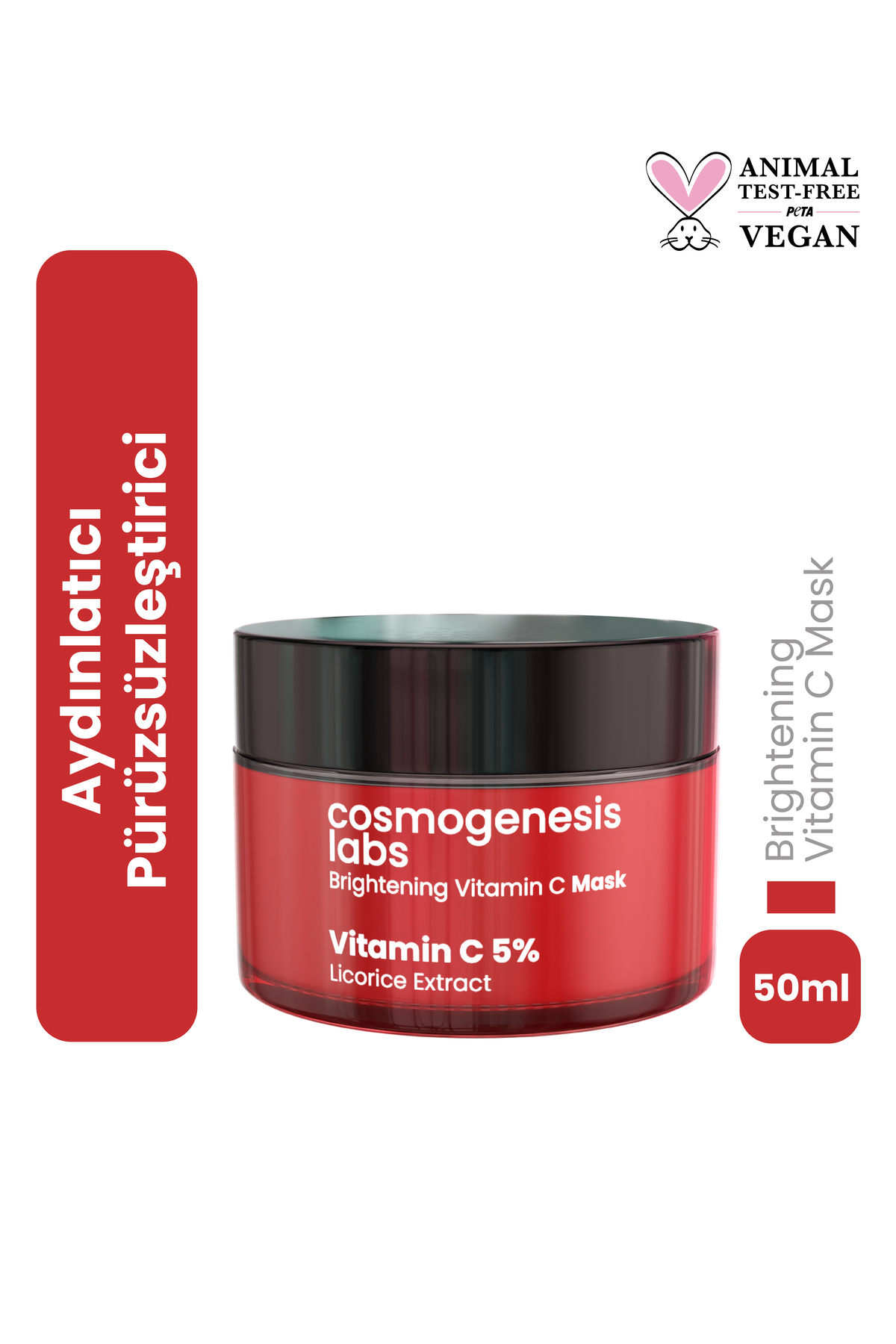 Cosmogenesis Labs Vitamin C Krem Maske 50ml - %5 C Vitamini İçeren Durulanan Aydınlatıcı Pürüz Giderici Vegan