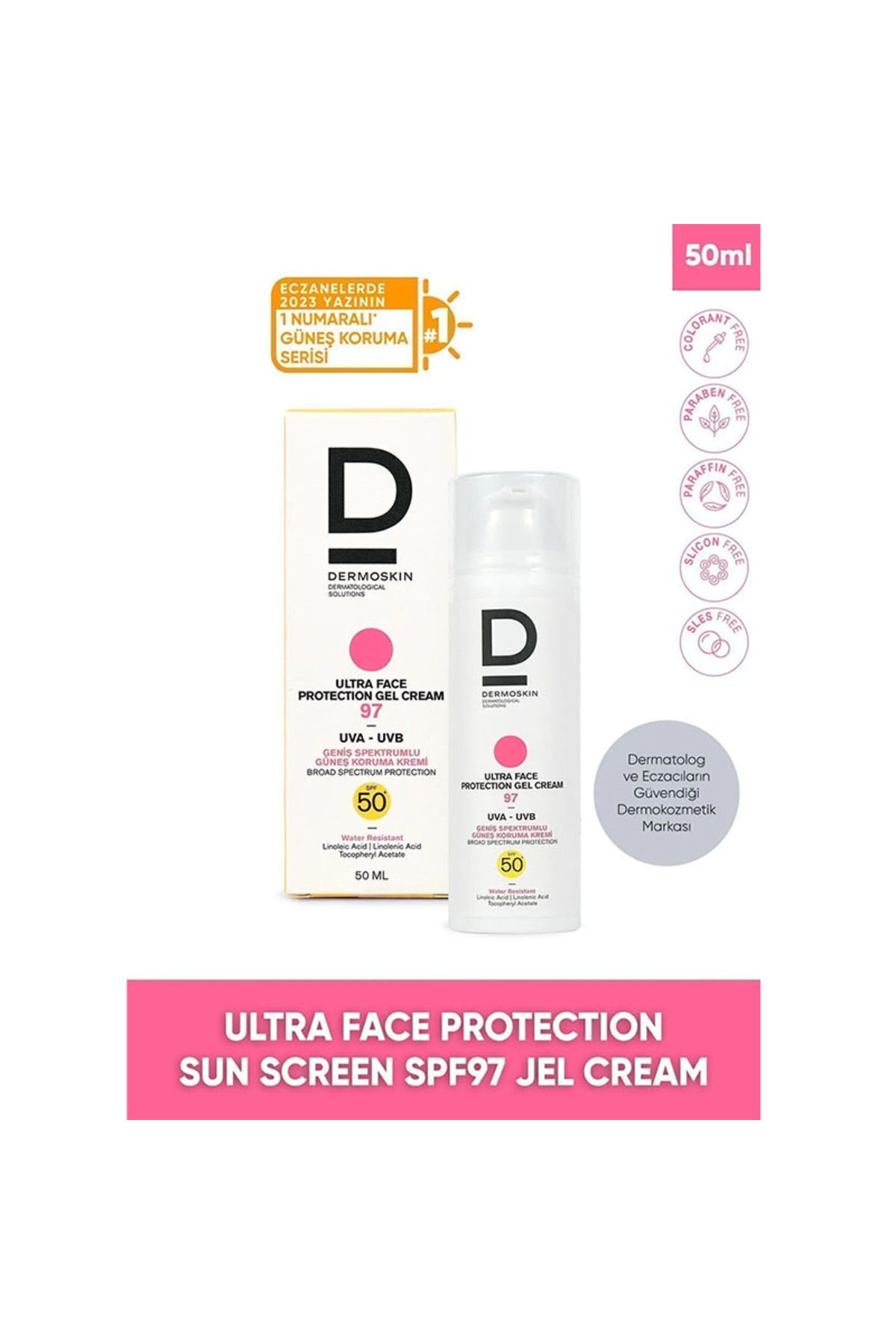 Dermoskin Ultra Face Protection Sun Gel Cream Spf 97 50 ml Tüm ciltlere özel yüksek koruma faktörüne sahip