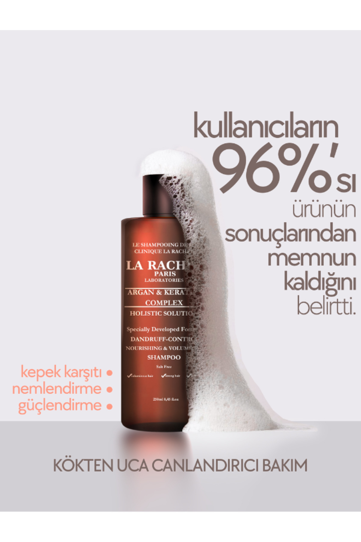 La Rachel Extra Hacim Etkili Yoğunlaştırılmış Argan Ve Keratin Kompleksi Şampuan Tuzsuz Özel Formül 250 ml