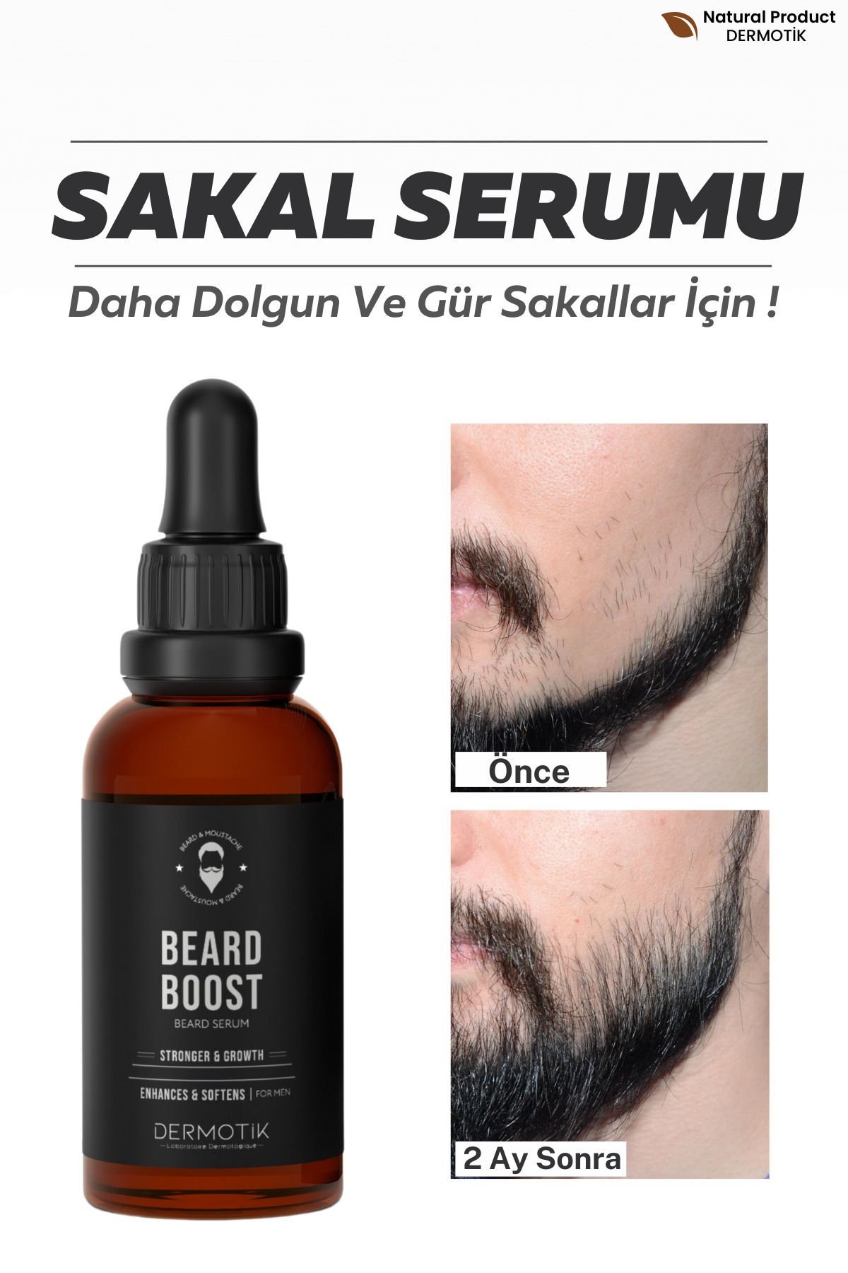 Dermotik Seyrek Saç Ve Sakal Için Dolgunlaştırıcı Bakım Serum - 10 Farklı Yağ Içeren Özel Formül 30 ml