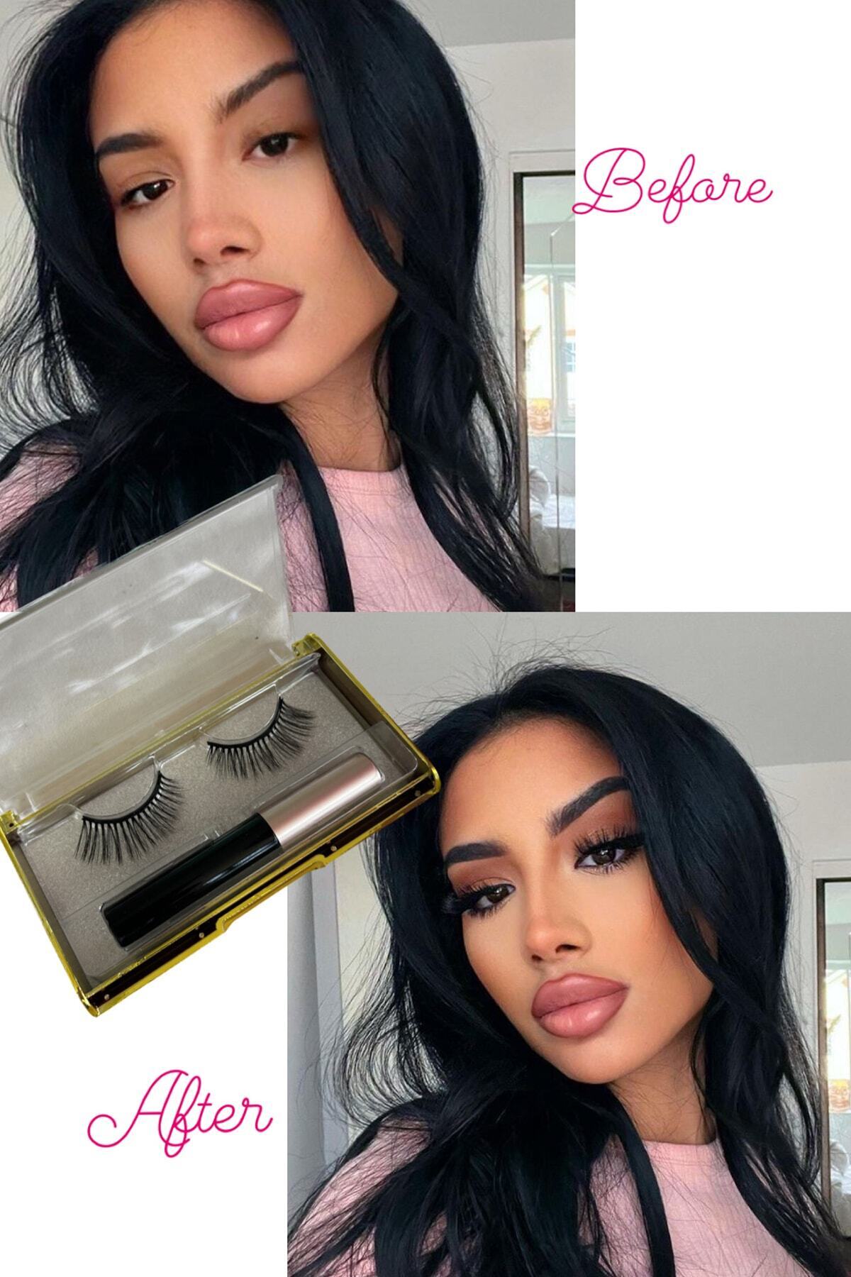 TAKIŞTIR Manyetik Eyeliner'lı Mıknatıslı Doğal Ipek Takma Kirpik #003 Yoğun