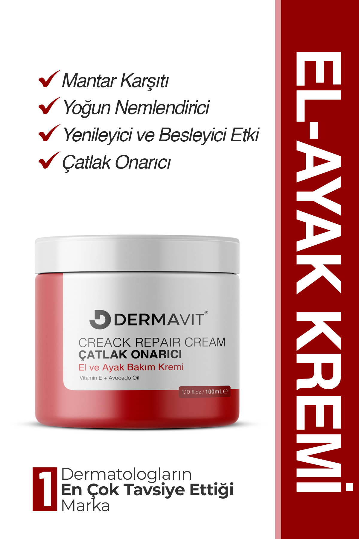Dermavit Ayak Tırnak Mantar El Bakım Topuk Çatlağı Ve Beyazlatıcı Etkili Mucizevi Krem 100 ml