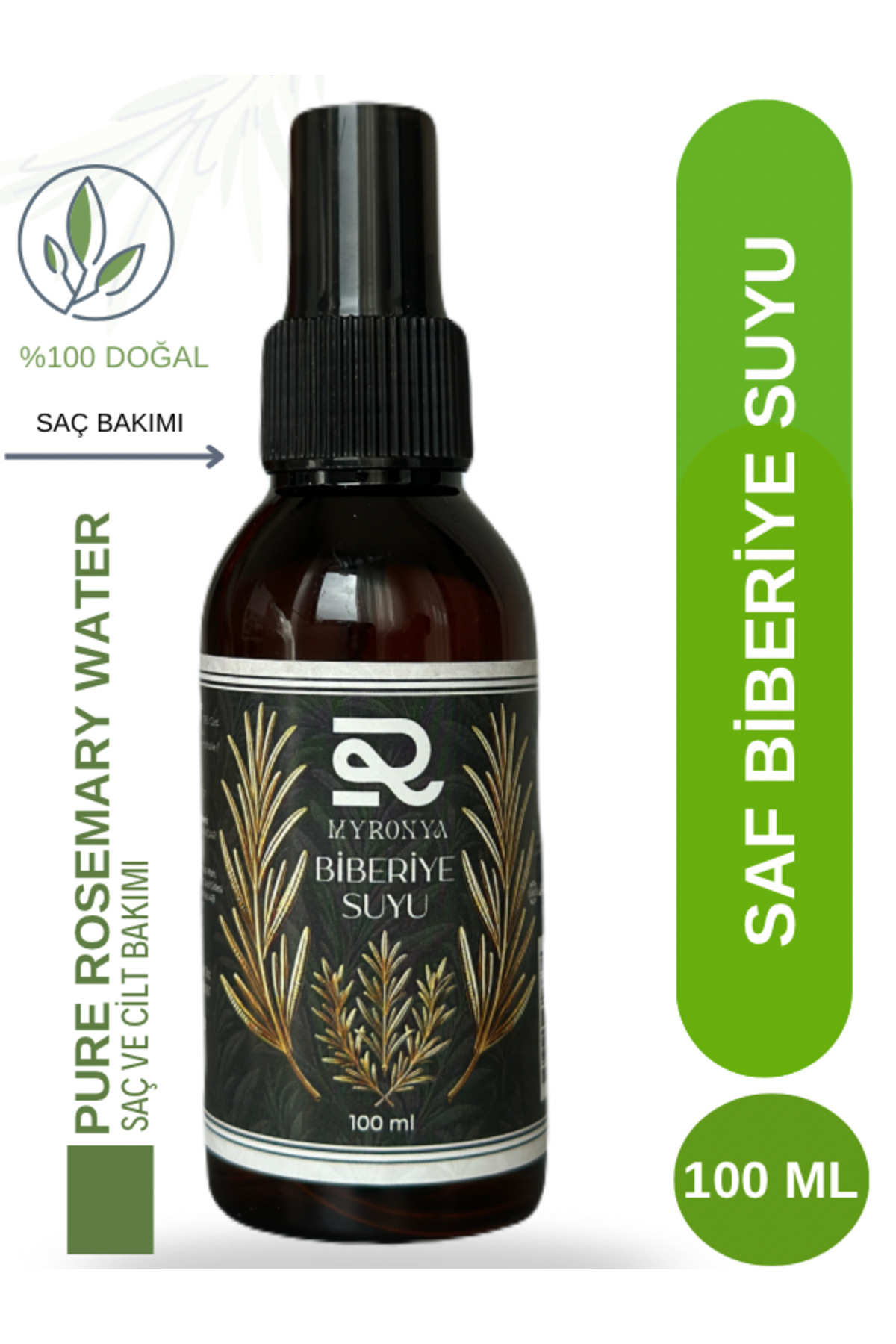 myronya BİBERİYE SUYU DÖKÜLME KARŞITI VE SAÇ UZAMASINI DESTEKLEYİCİ SAÇ TONİĞİ %100 DOĞAL 100 ML