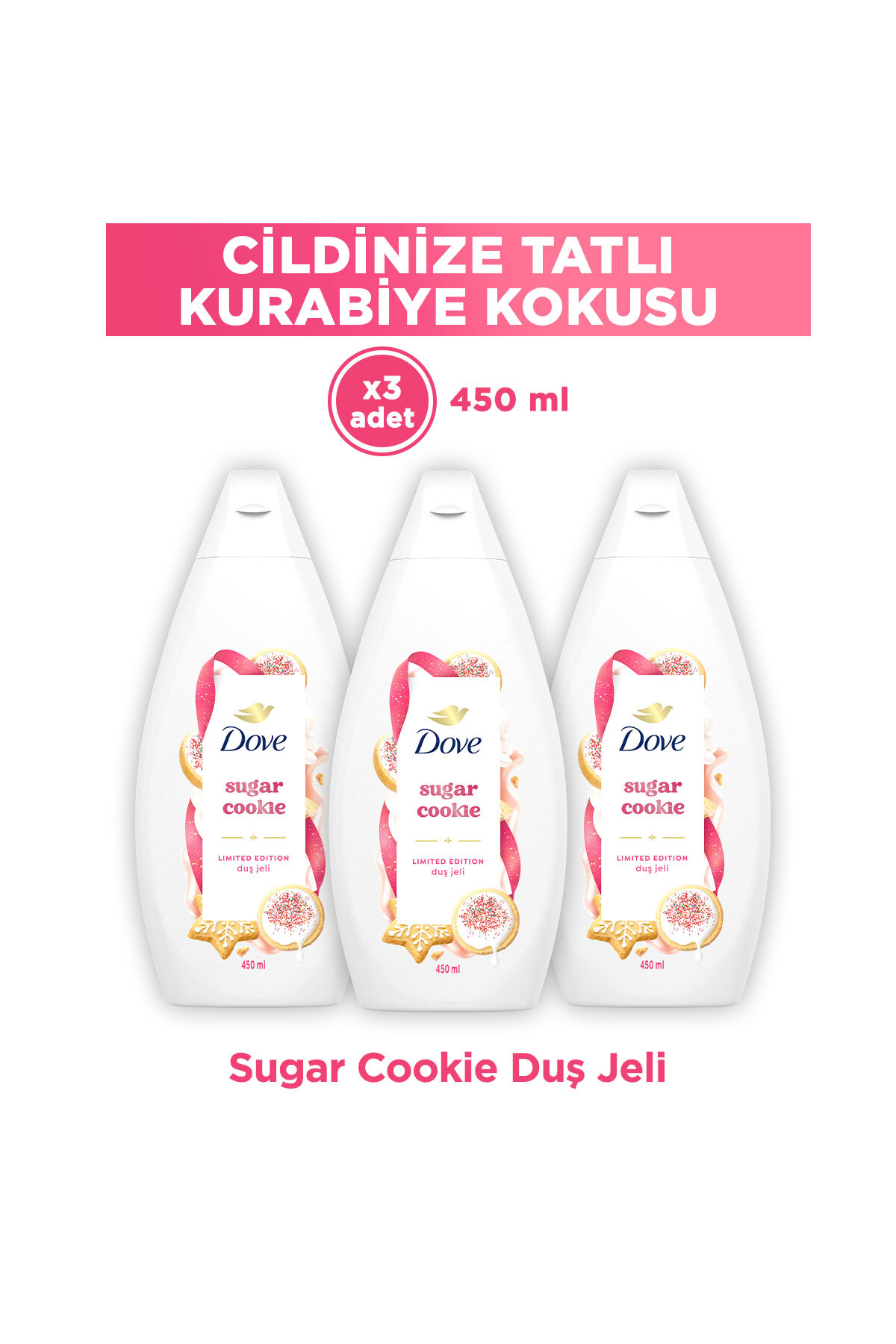 Dove Sugar Cookie Duş Jeli 450 ml X3